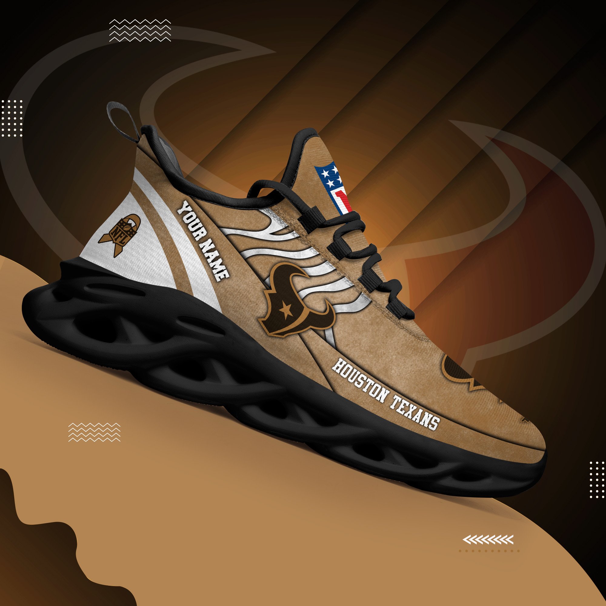 Houston Texans Black Max Soul Shoes 2026 Versions Custom Your Name And Number 264