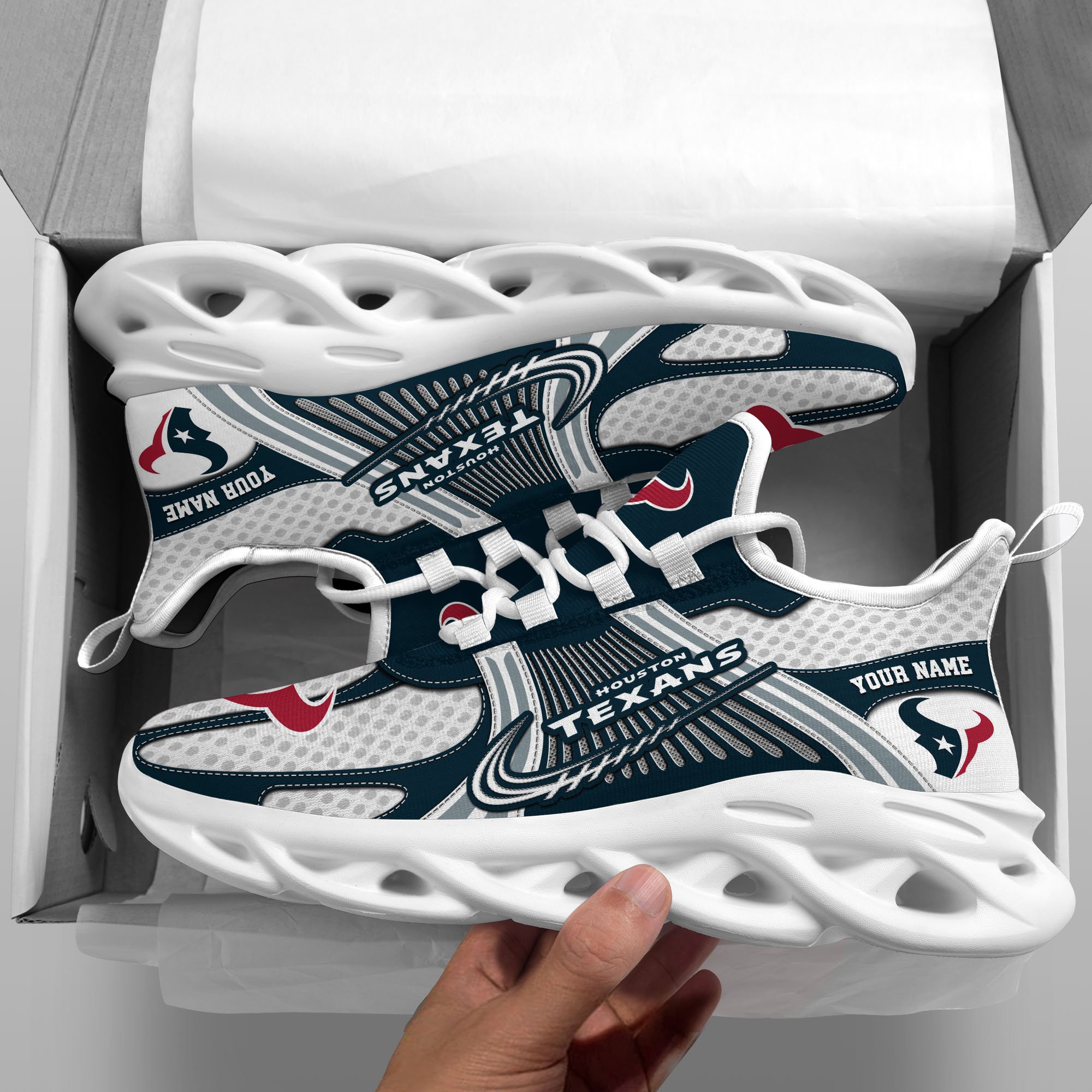 Houston Texans Clunky Sneakers Custom Your Name, Sport Sneakers For Fans, Gifts For Sport Lovers, Gift For Dad