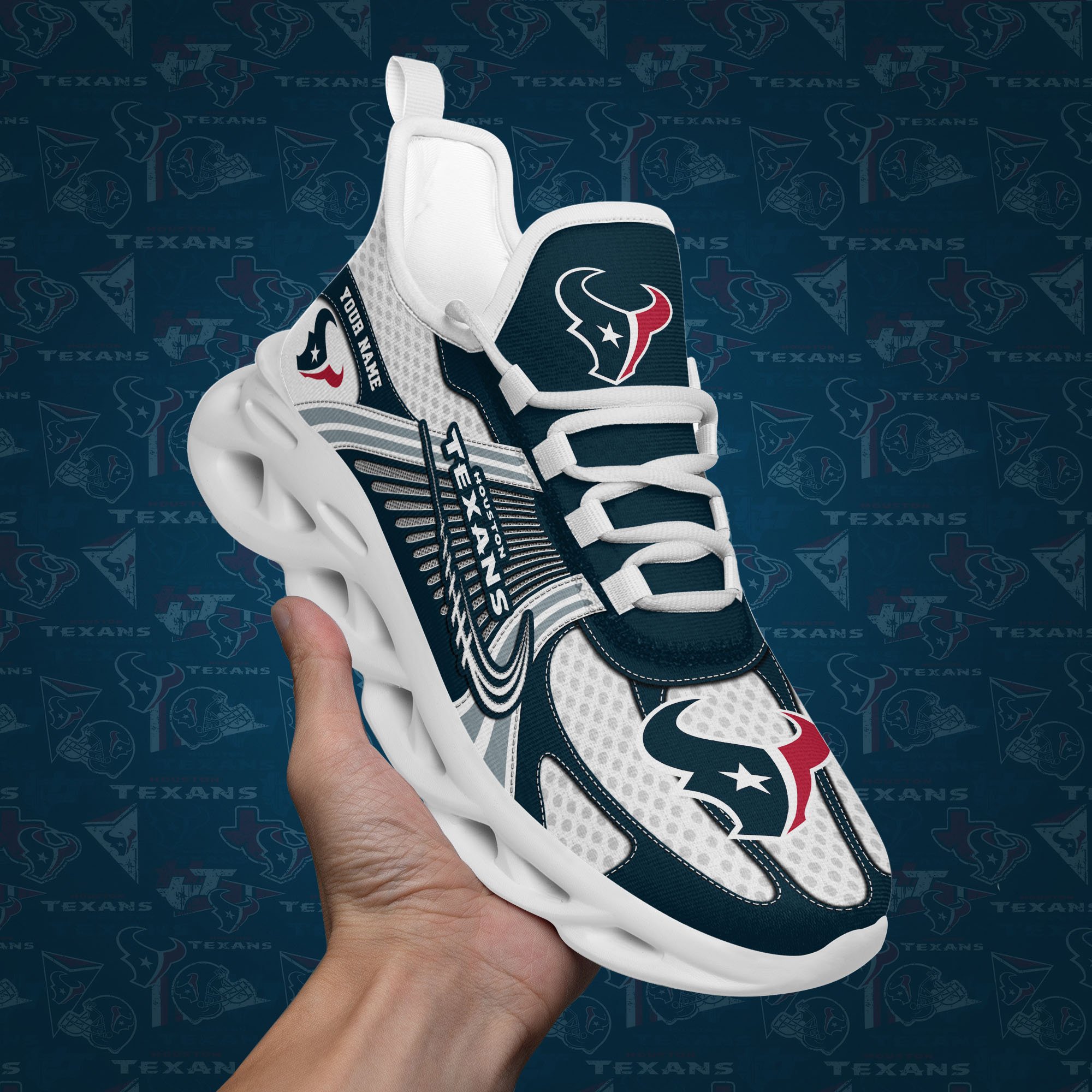 Houston Texans Clunky Sneakers Custom Your Name, Sport Sneakers For Fans, Gifts For Sport Lovers, Gift For Dad