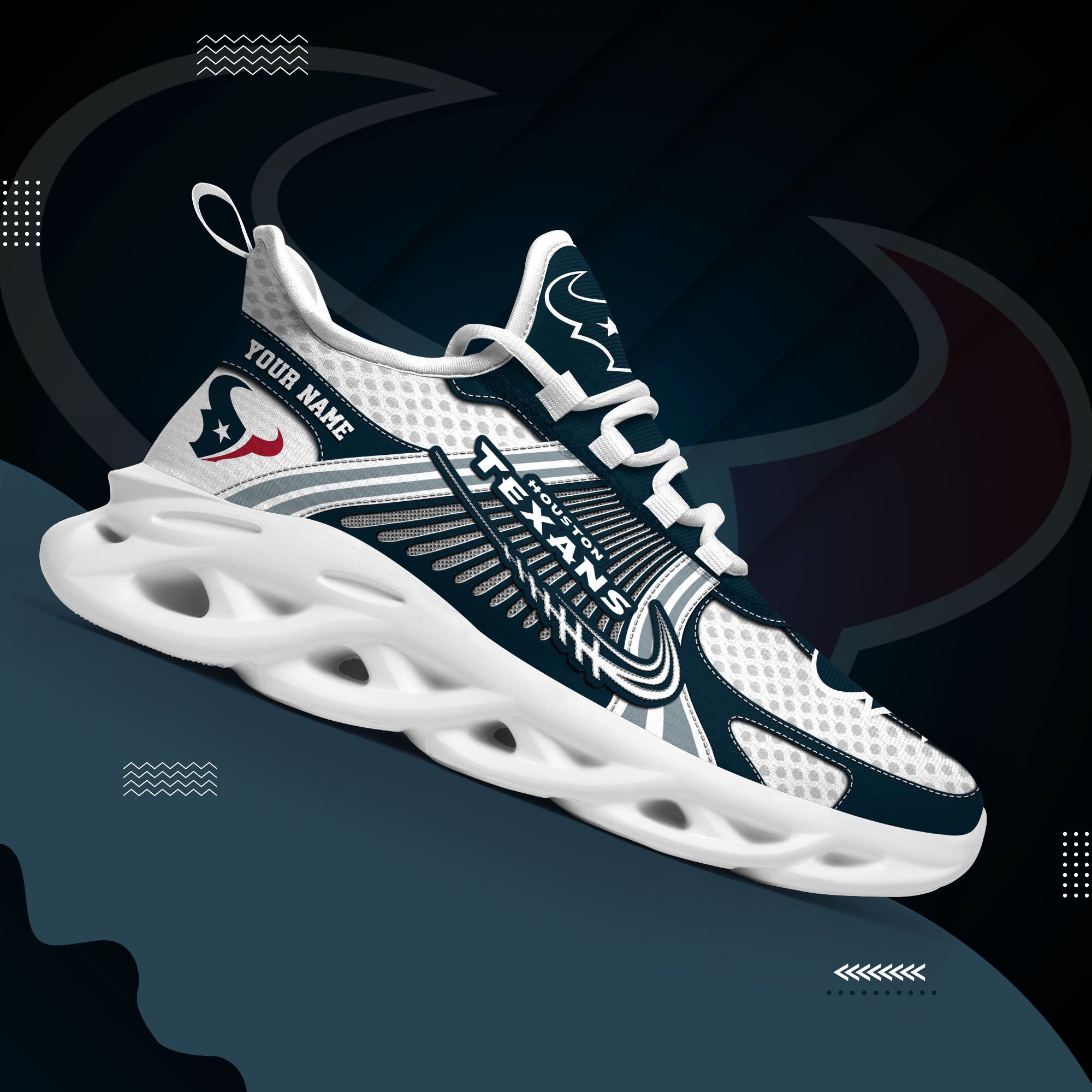 Houston Texans Clunky Sneakers Custom Your Name, Sport Sneakers For Fans, Gifts For Sport Lovers, Gift For Dad