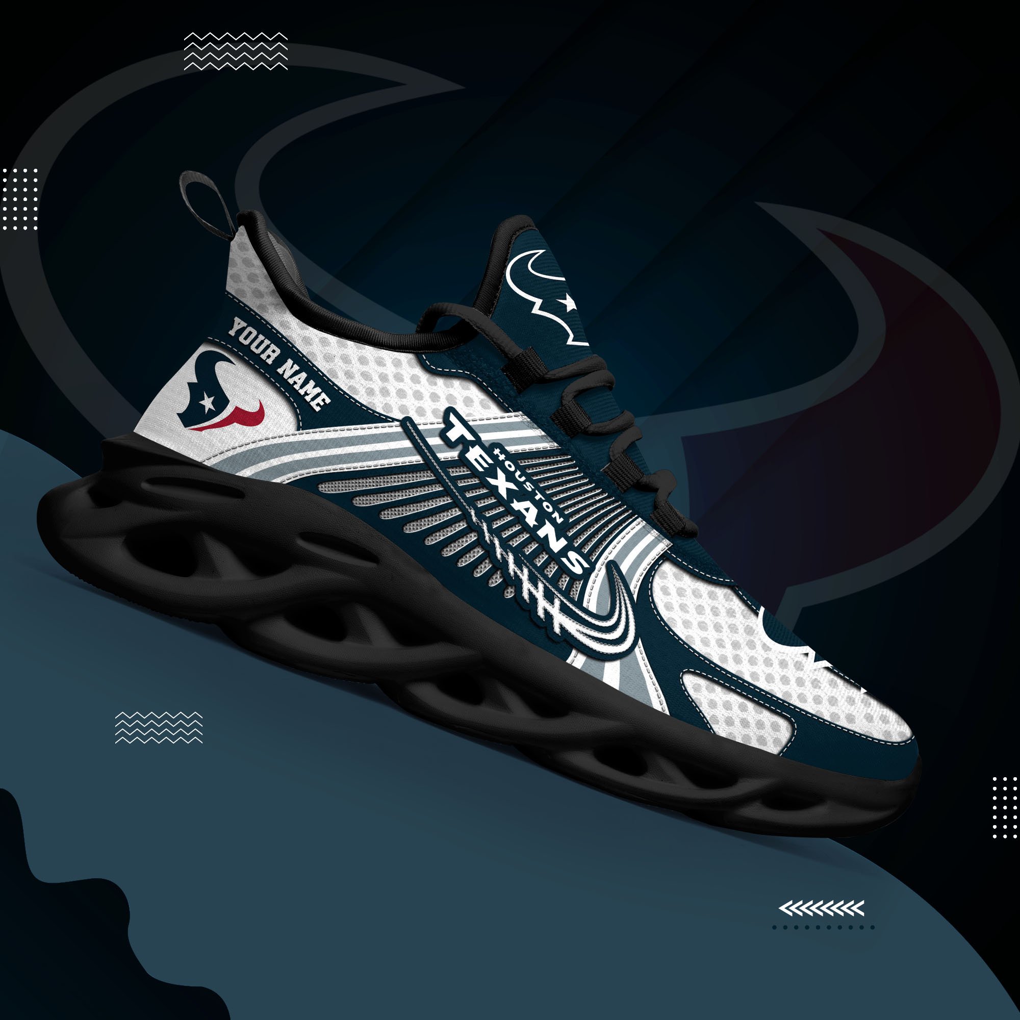 Houston Texans Clunky Sneakers Custom Your Name, Sport Sneakers For Fans, Gifts For Sport Lovers, Gift For Dad