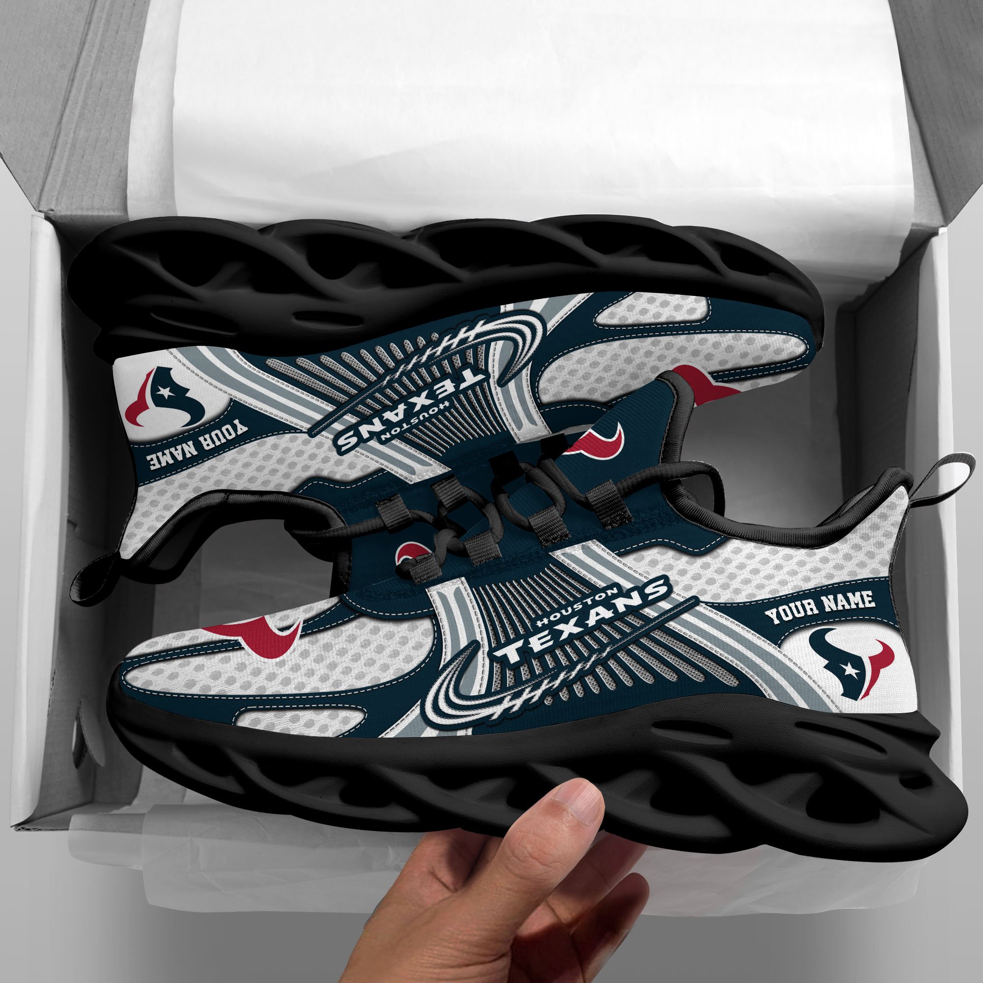 Houston Texans Clunky Sneakers Custom Your Name, Sport Sneakers For Fans, Gifts For Sport Lovers, Gift For Dad