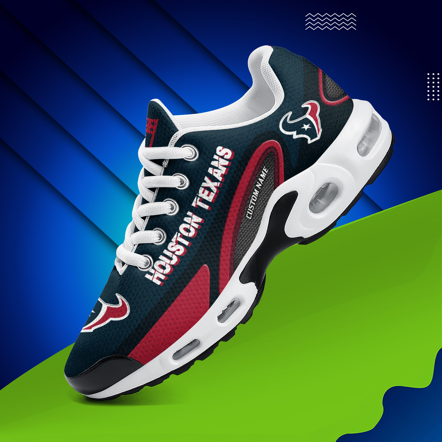 Houston Texans Personalized Name Team Logo Mix Colors Oval Line TN Air Max Shoes Air Cushion Sneakers