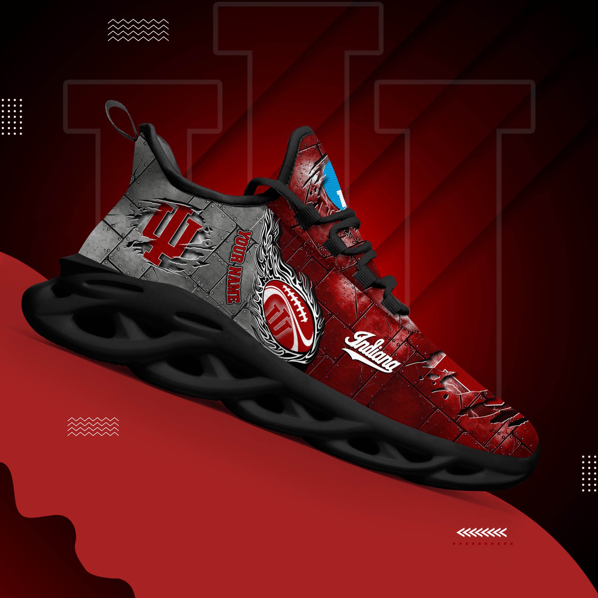 Indiana Hoosiers Black Max Soul Shoes 2026 Versions, White Max Soul Shoes Custom Your Name PH879