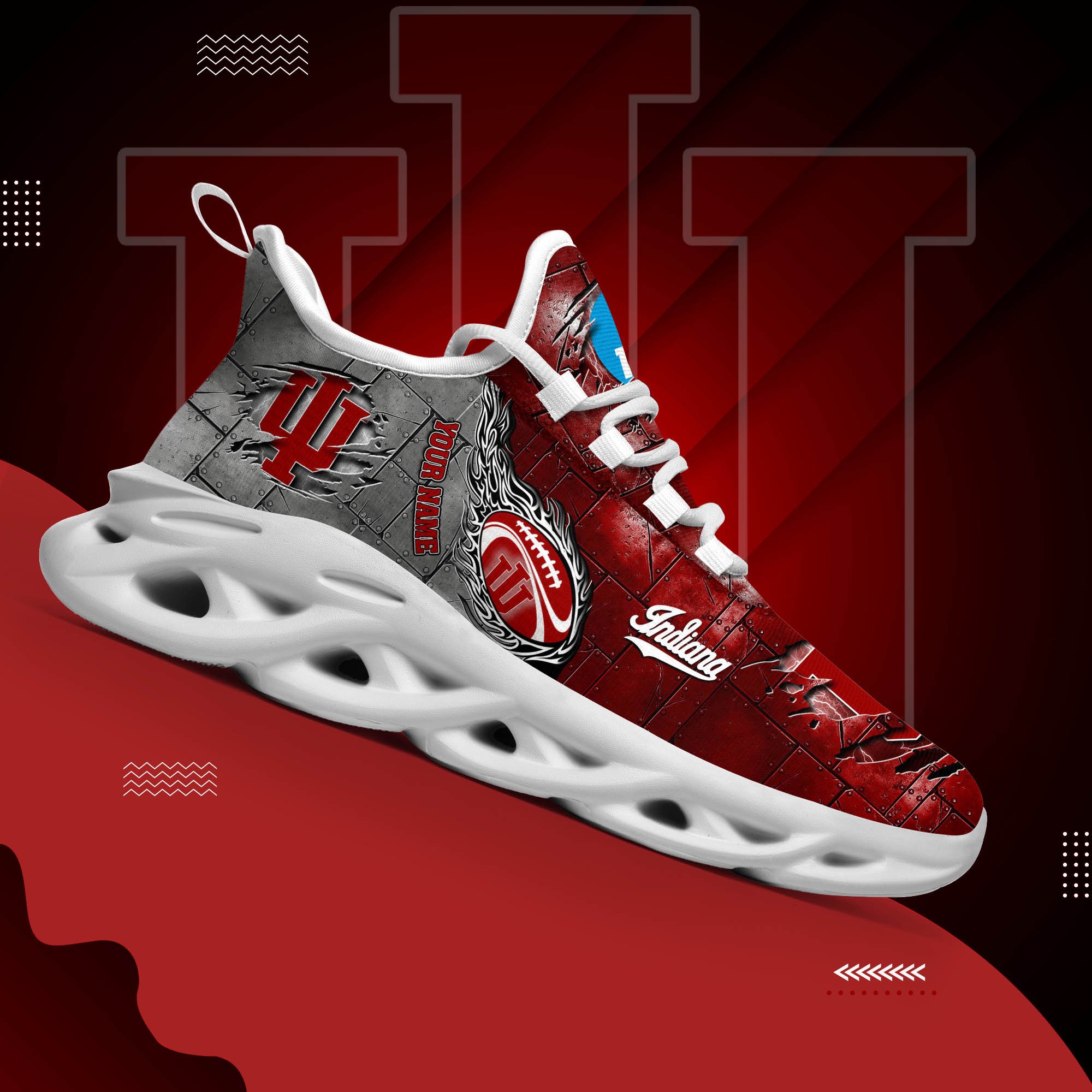 Indiana Hoosiers Black Max Soul Shoes 2026 Versions, White Max Soul Shoes Custom Your Name PH879
