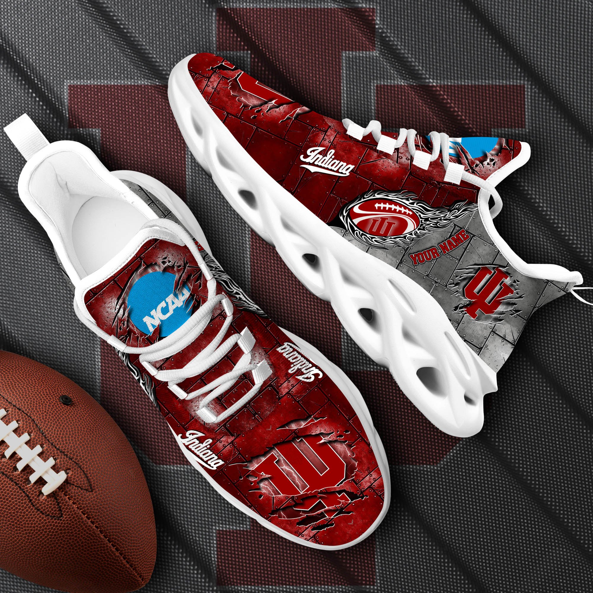 Indiana Hoosiers Black Max Soul Shoes 2026 Versions, White Max Soul Shoes Custom Your Name PH879