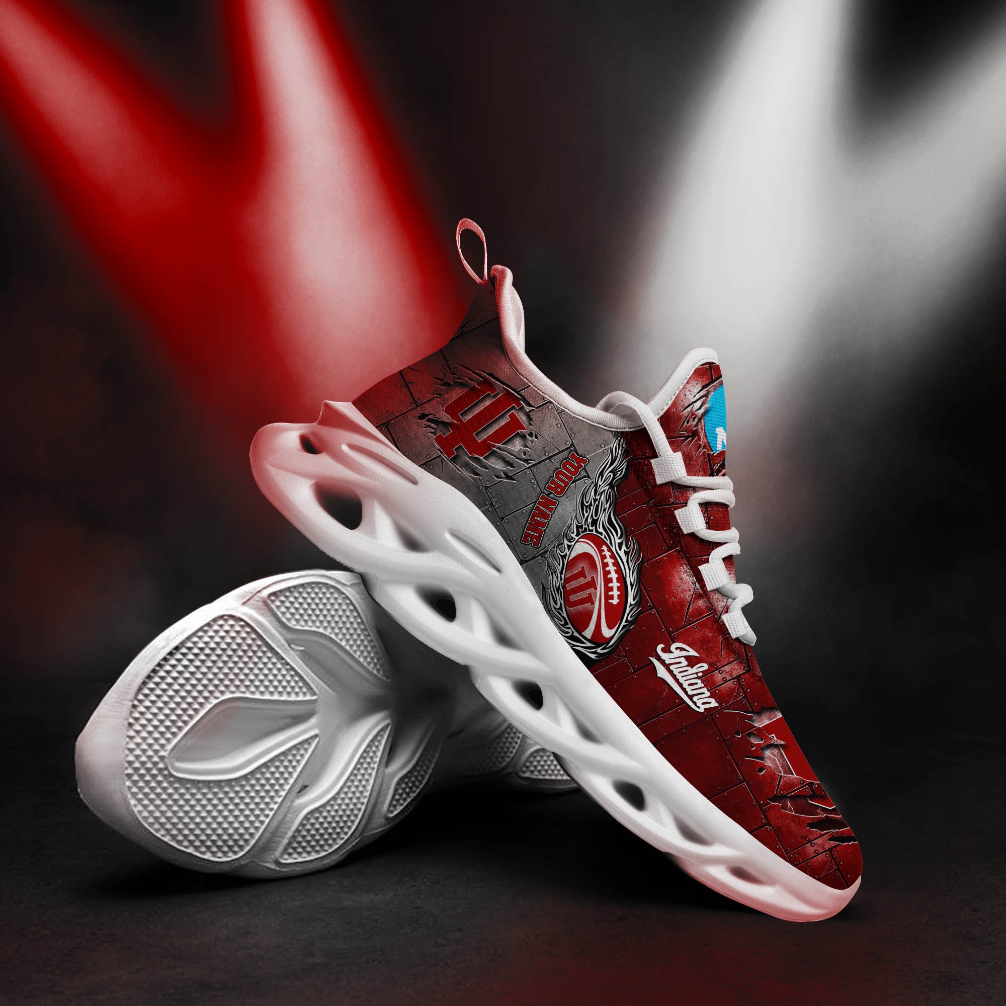 Indiana Hoosiers Black Max Soul Shoes 2026 Versions, White Max Soul Shoes Custom Your Name PH879