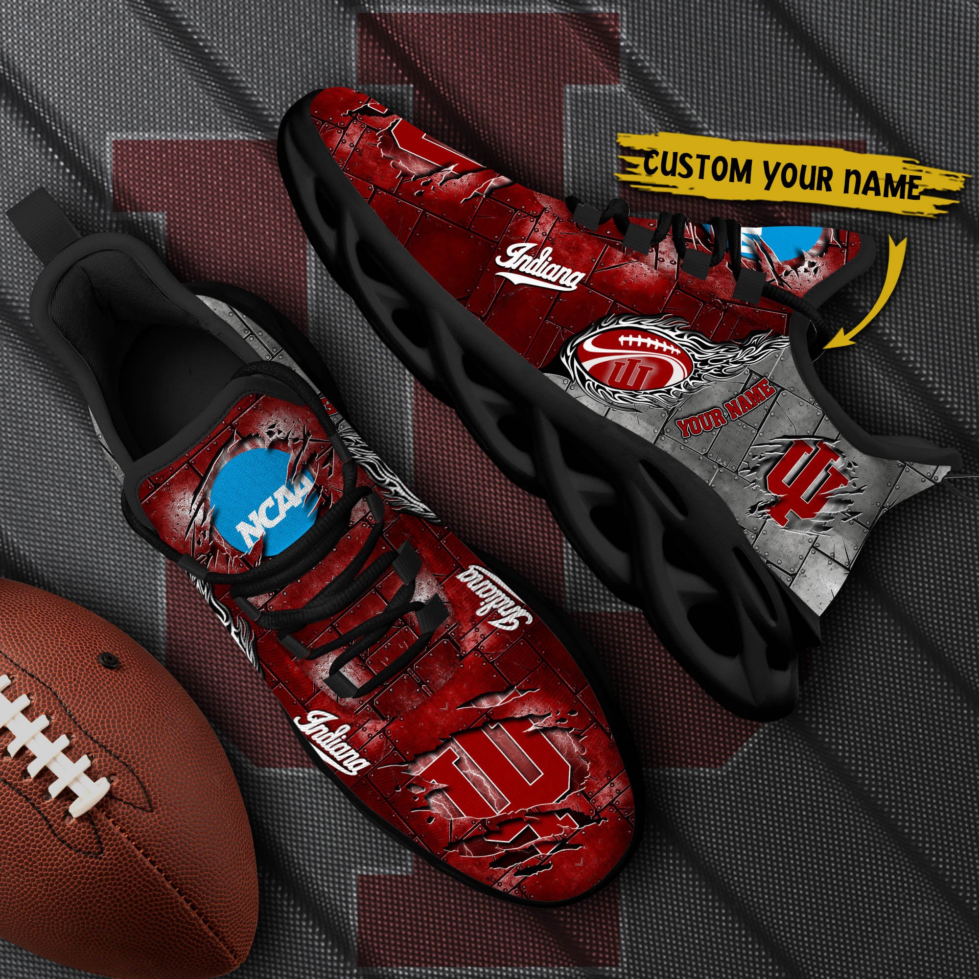 Indiana Hoosiers Black Max Soul Shoes 2026 Versions, White Max Soul Shoes Custom Your Name PH879