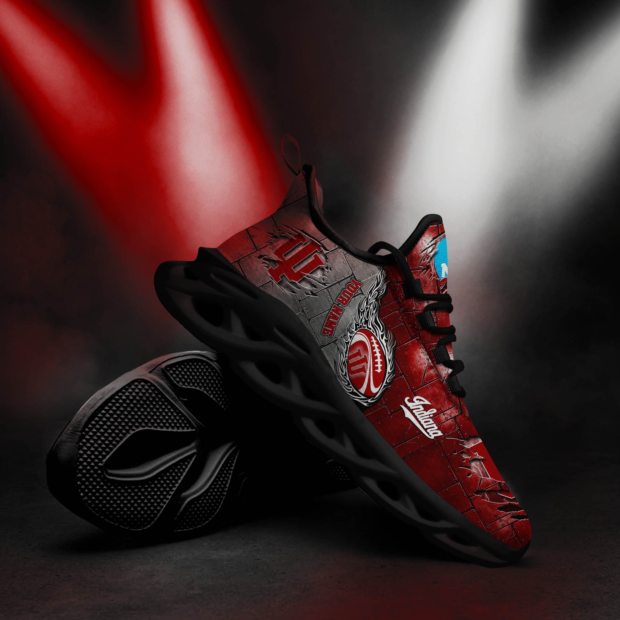 Indiana Hoosiers Black Max Soul Shoes 2026 Versions, White Max Soul Shoes Custom Your Name PH879
