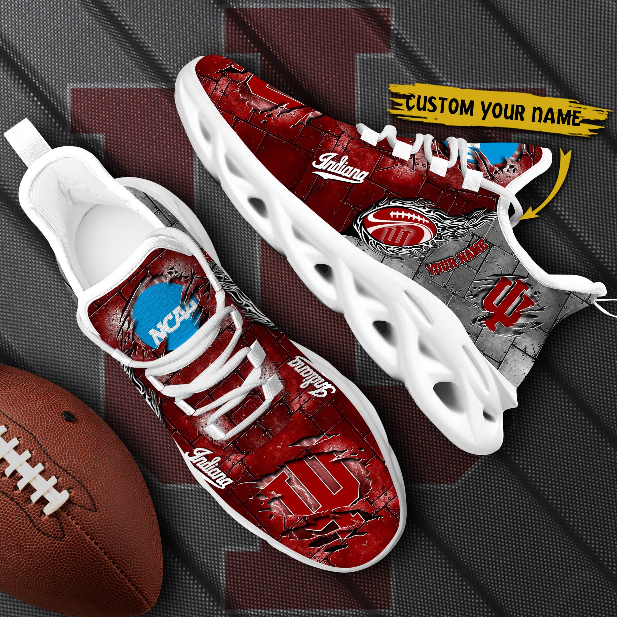 Indiana Hoosiers Black Max Soul Shoes 2026 Versions, White Max Soul Shoes Custom Your Name PH879