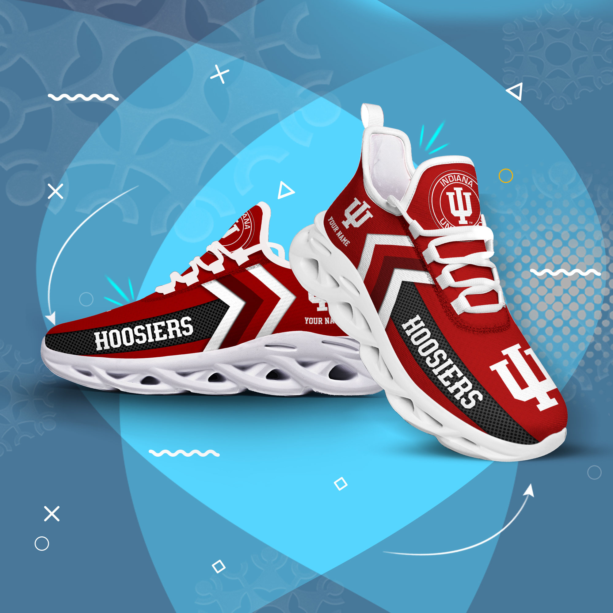 Indiana Hoosiers Personalized Custom Name Max Soul Shoes DS003