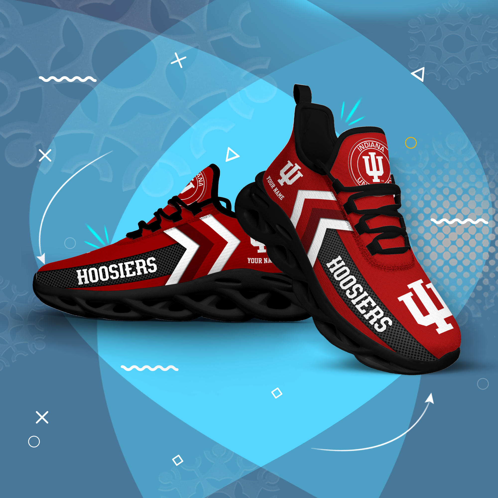 Indiana Hoosiers Personalized Custom Name Max Soul Shoes DS003