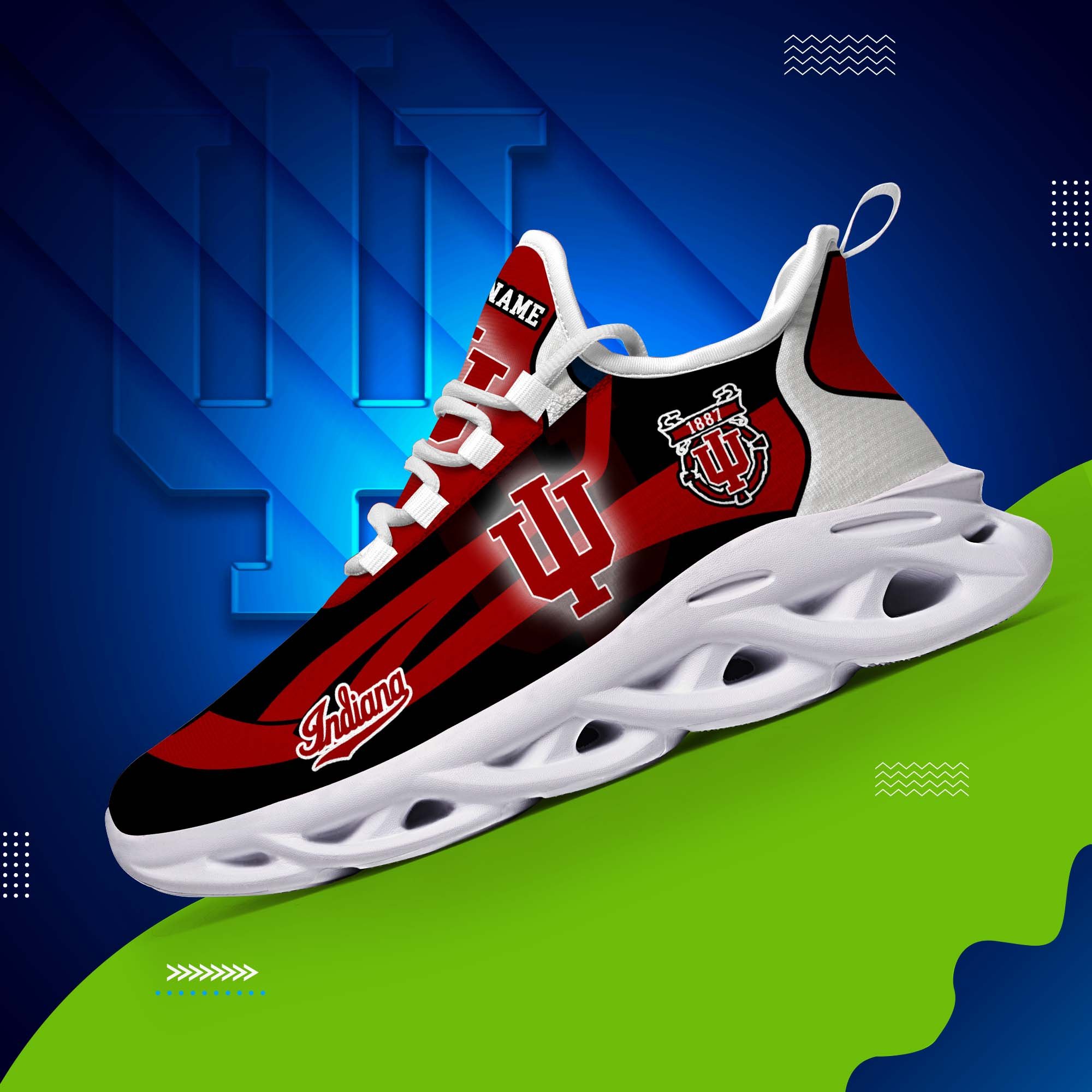 Indiana Hoosiers White C Sneakers 2026 Version Personalized Your Name 090