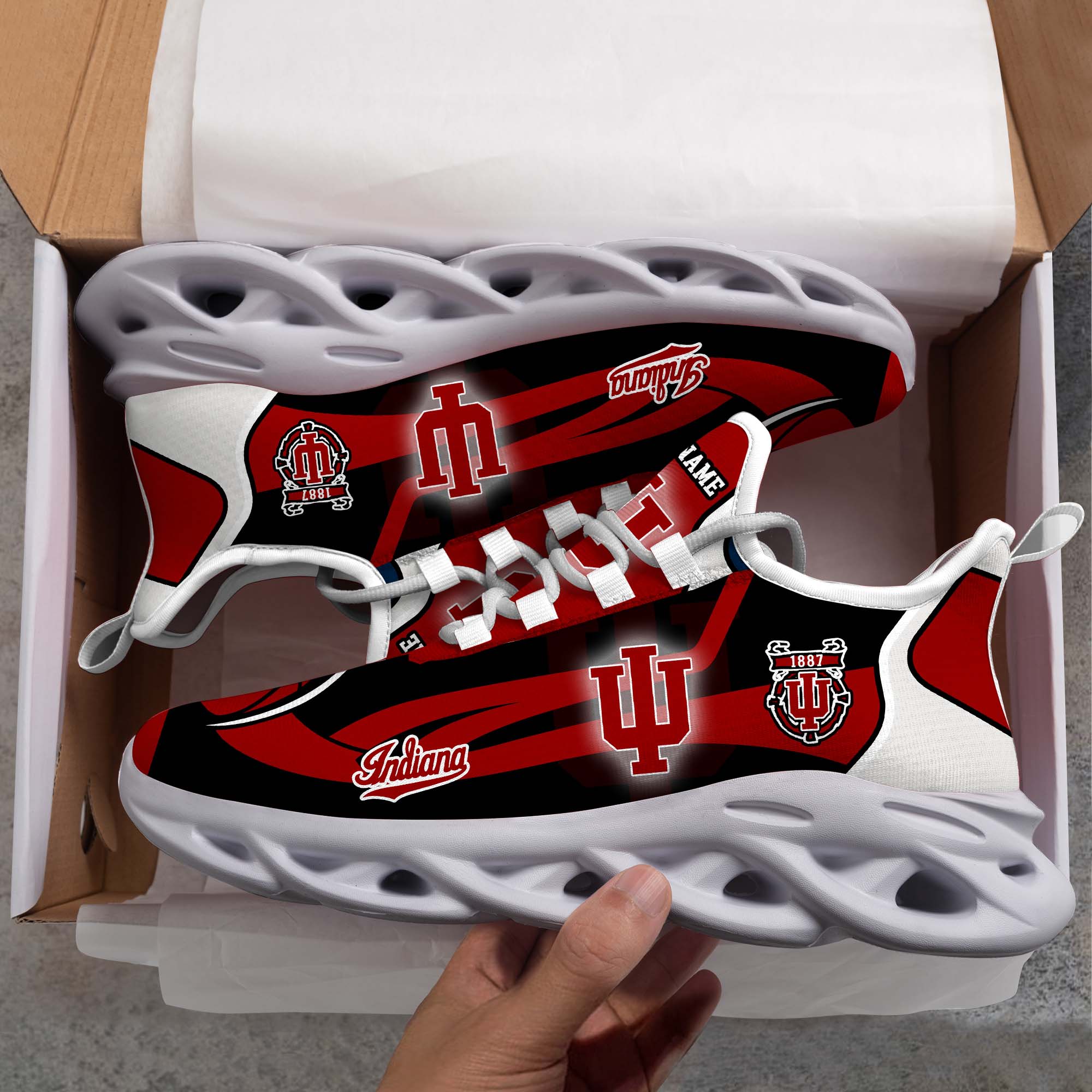 Indiana Hoosiers White C Sneakers 2026 Version Personalized Your Name 090