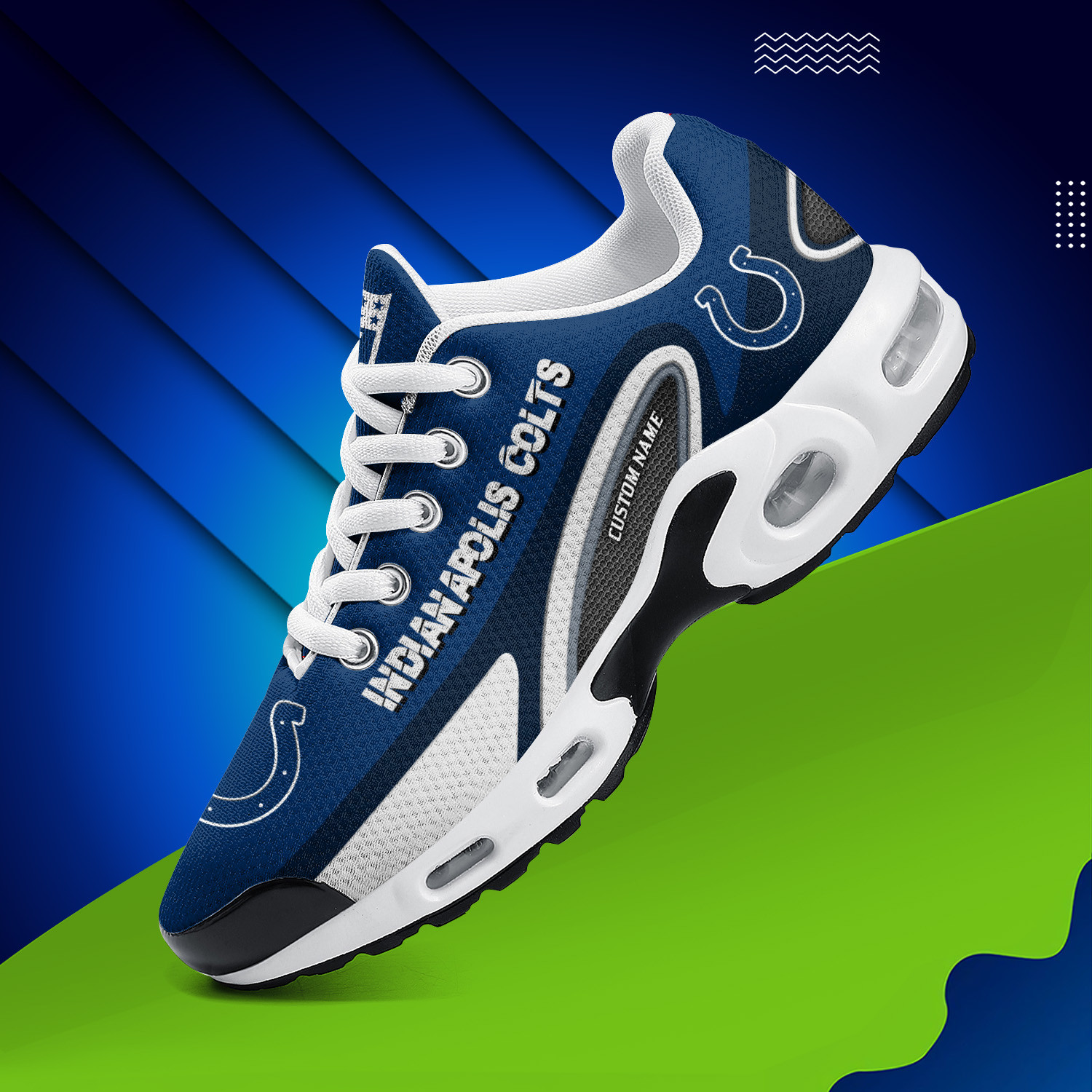 Indianapolis Colts Personalized Name Team Logo Mix Colors Oval Line TN Shoes Air Cushion Sneakers