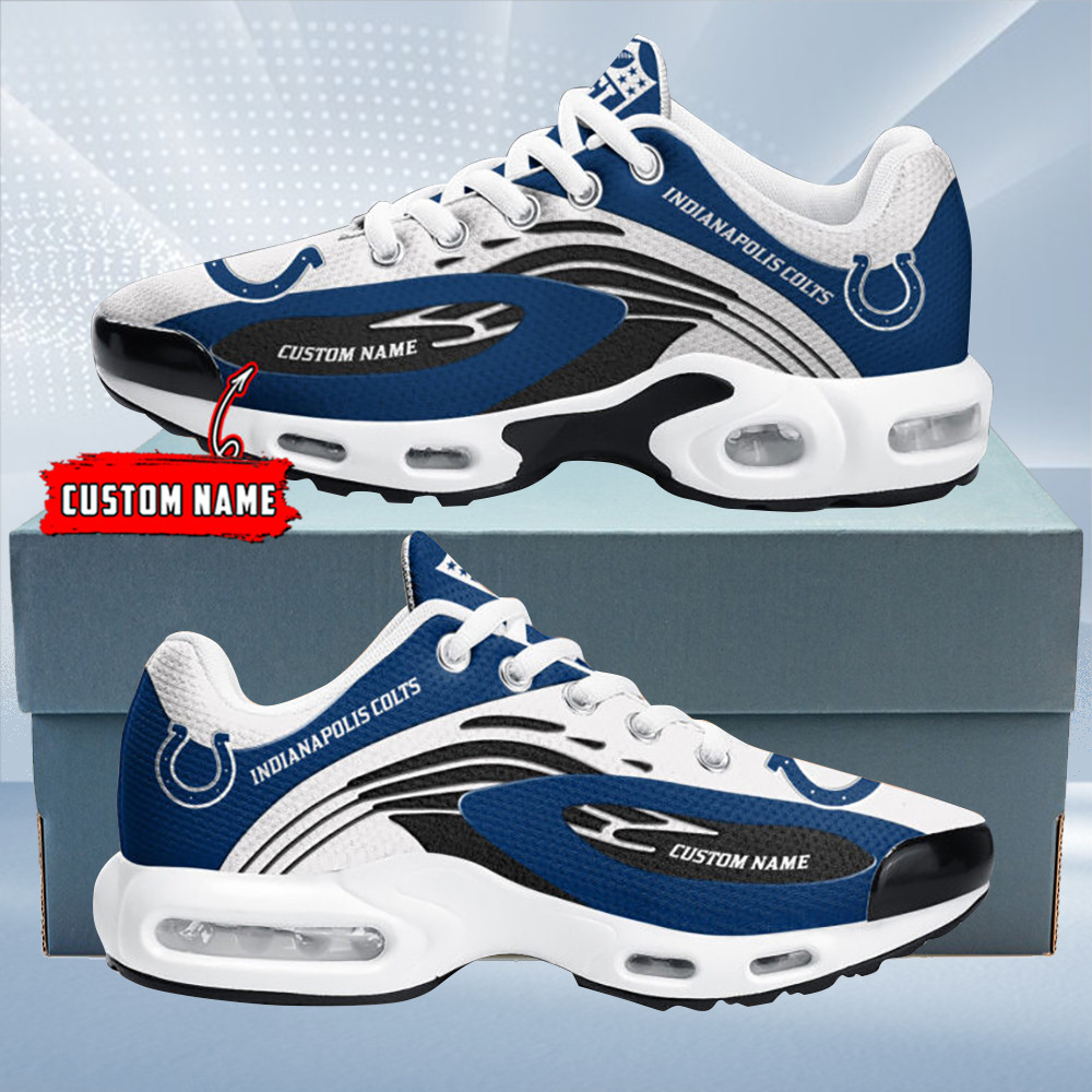 Indianapolis Colts Personalized Name Team Logo Mix Colors Wave Line TN Air Max Shoes Air Cushion Sneakers
