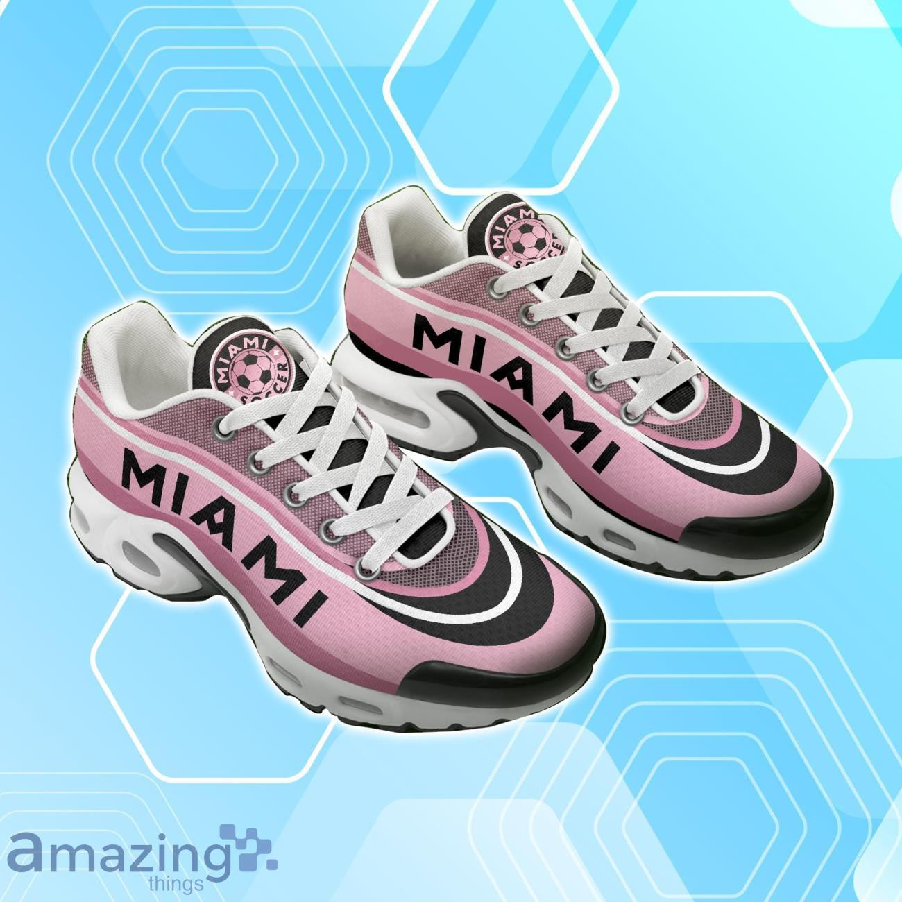 Inter Miami CF Soccer Pink And Black Waves TN Air Max Shoes Air Cushion Sneakers