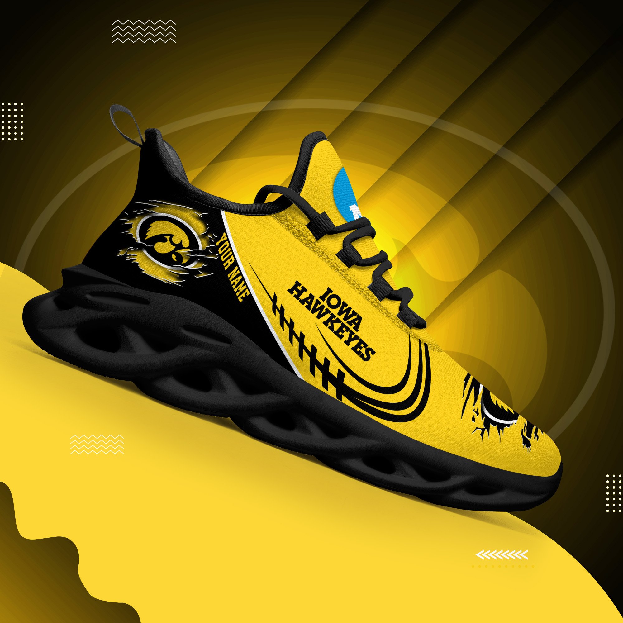 Iowa Hawkeyes Black Max Soul Shoes 2026 Versions Custom Name 016