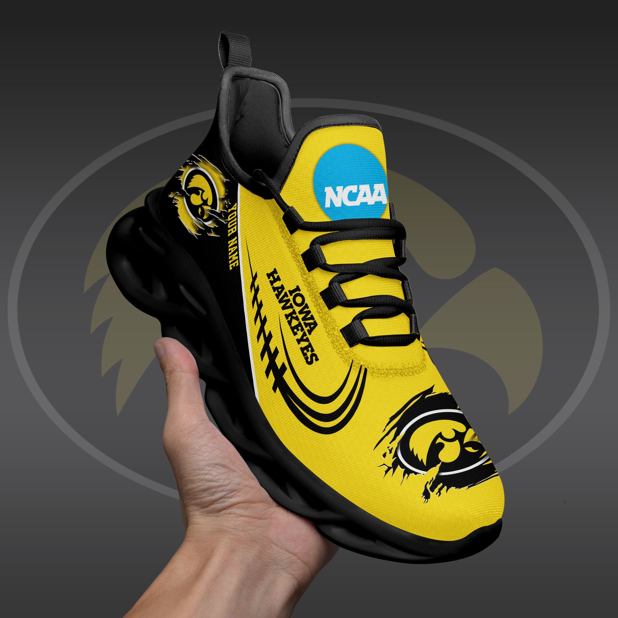 Iowa Hawkeyes Black Max Soul Shoes 2026 Versions Custom Name 016