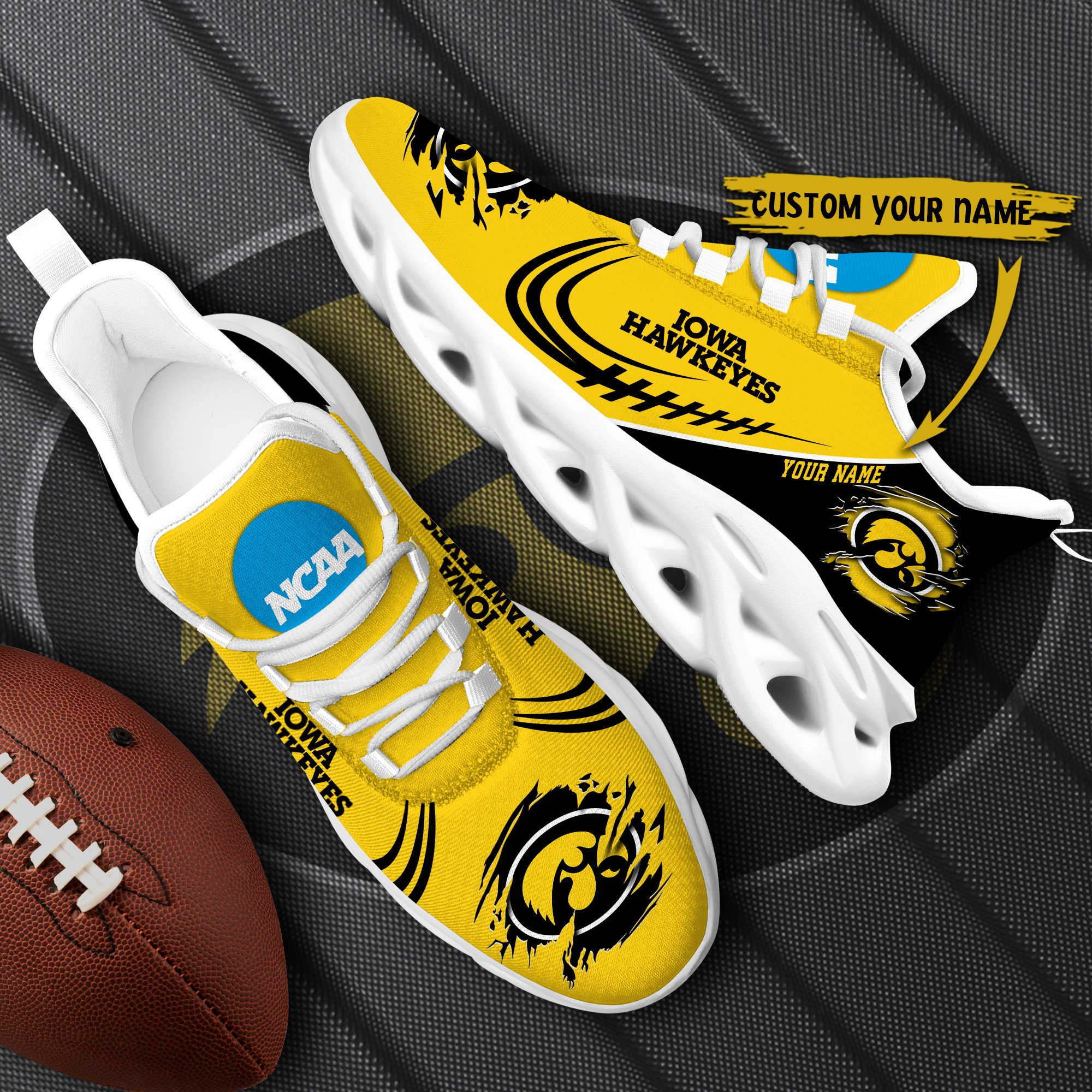 Iowa Hawkeyes Black Max Soul Shoes 2026 Versions Custom Name 016