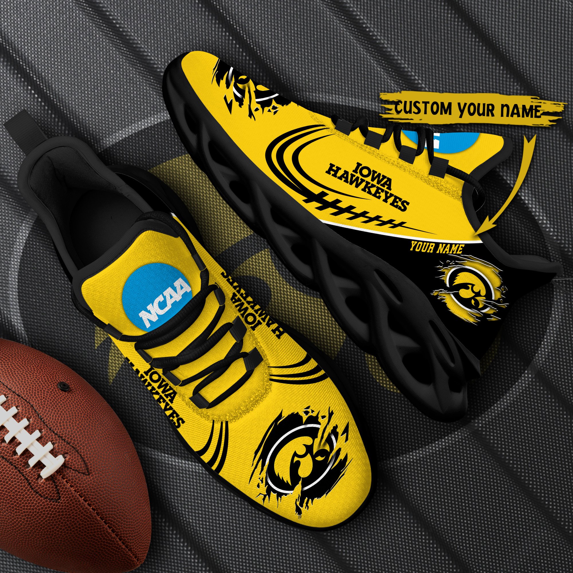 Iowa Hawkeyes Black Max Soul Shoes 2026 Versions Custom Name 016