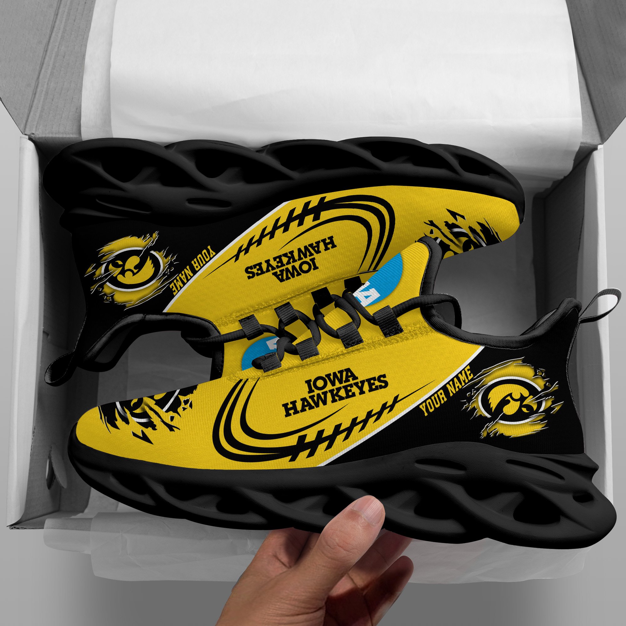 Iowa Hawkeyes Black Max Soul Shoes 2026 Versions Custom Name 016