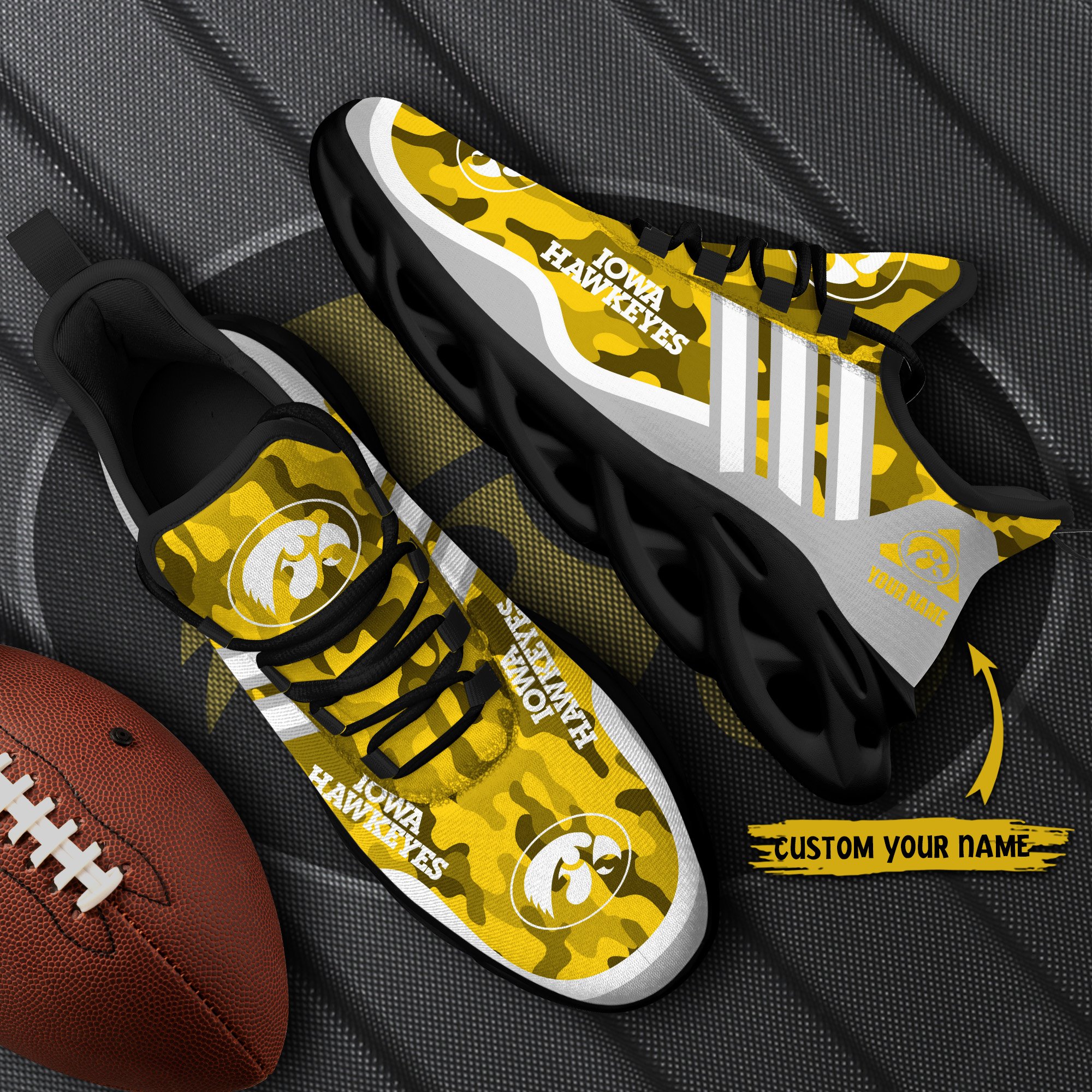 Iowa Hawkeyes Black Max Soul Shoes 2026 Versions Custom Name 466