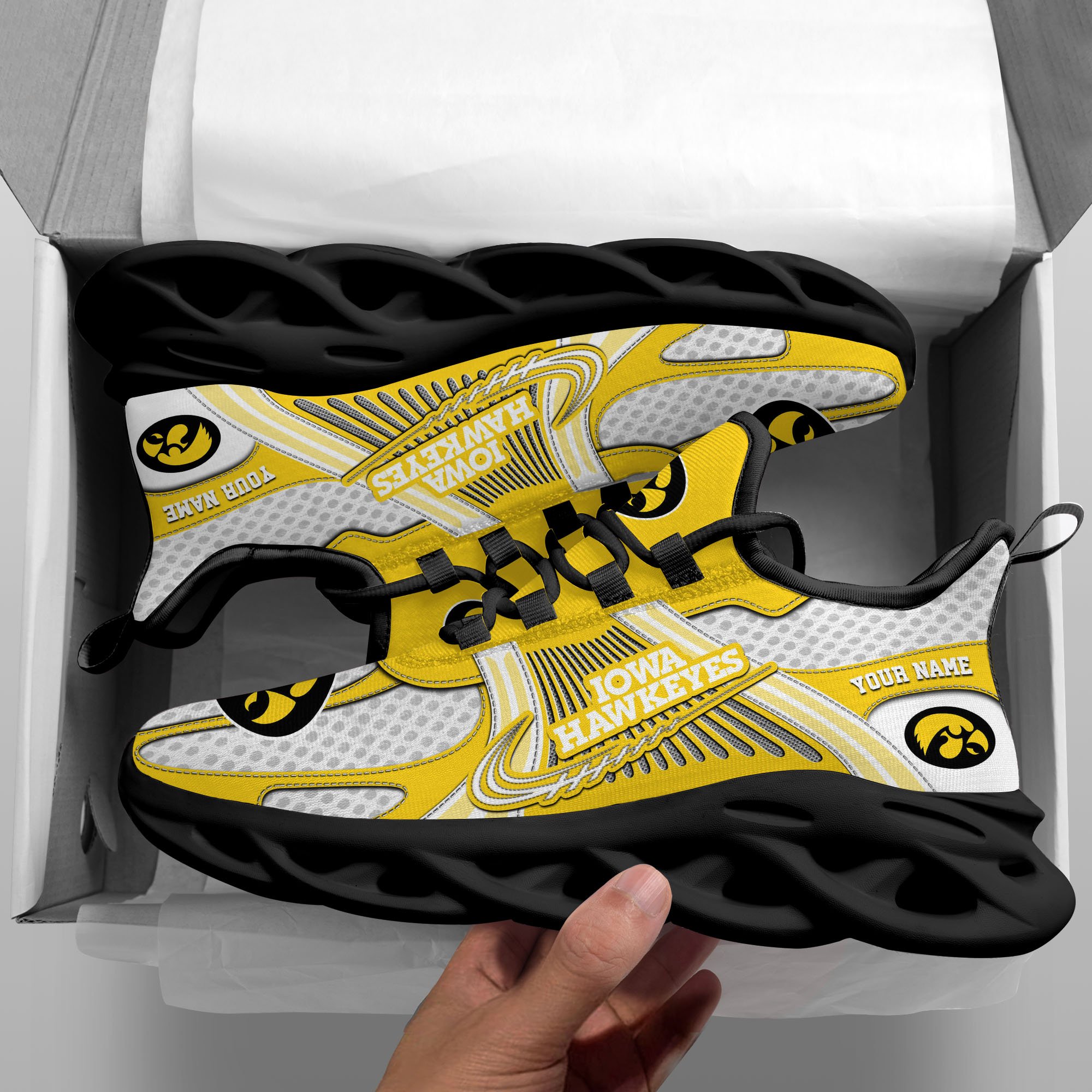 Iowa Hawkeyes Clunky Sneakers Custom Your Name, Sport Sneakers, Sport Gifts For Fan, Gifts For Him