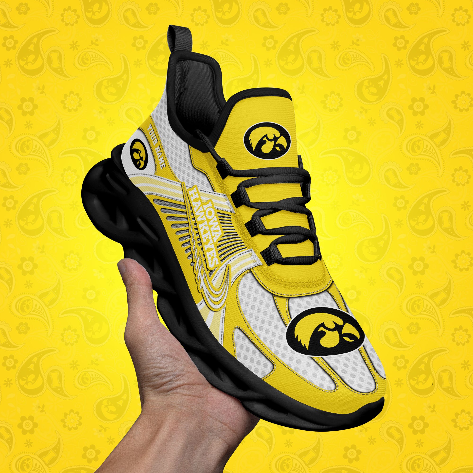 Iowa Hawkeyes Clunky Sneakers Custom Your Name, Sport Sneakers, Sport Gifts For Fan, Gifts For Him