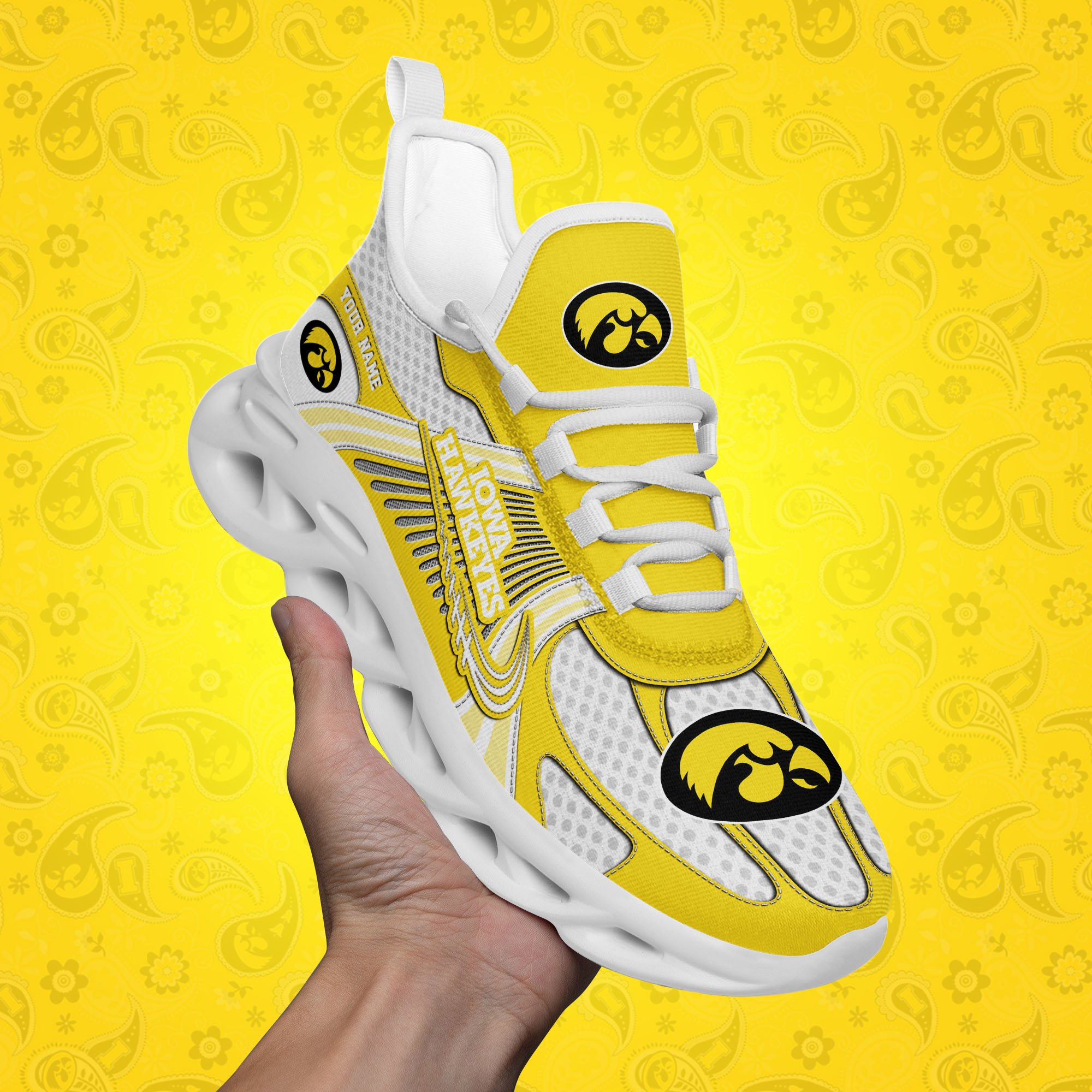 Iowa Hawkeyes Clunky Sneakers Custom Your Name, Sport Sneakers, Sport Gifts For Fan, Gifts For Him