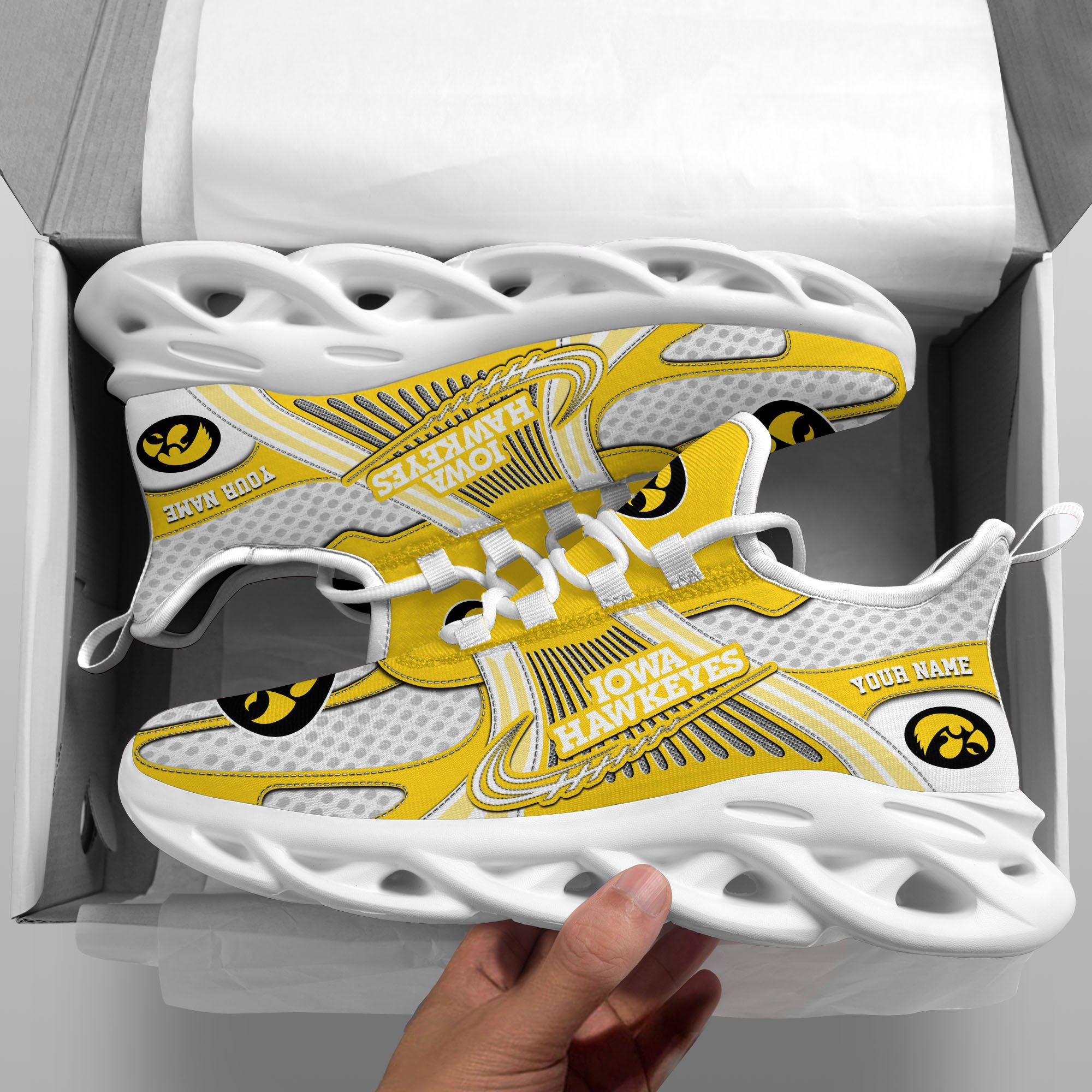 Iowa Hawkeyes Clunky Sneakers Custom Your Name, Sport Sneakers, Sport Gifts For Fan, Gifts For Him