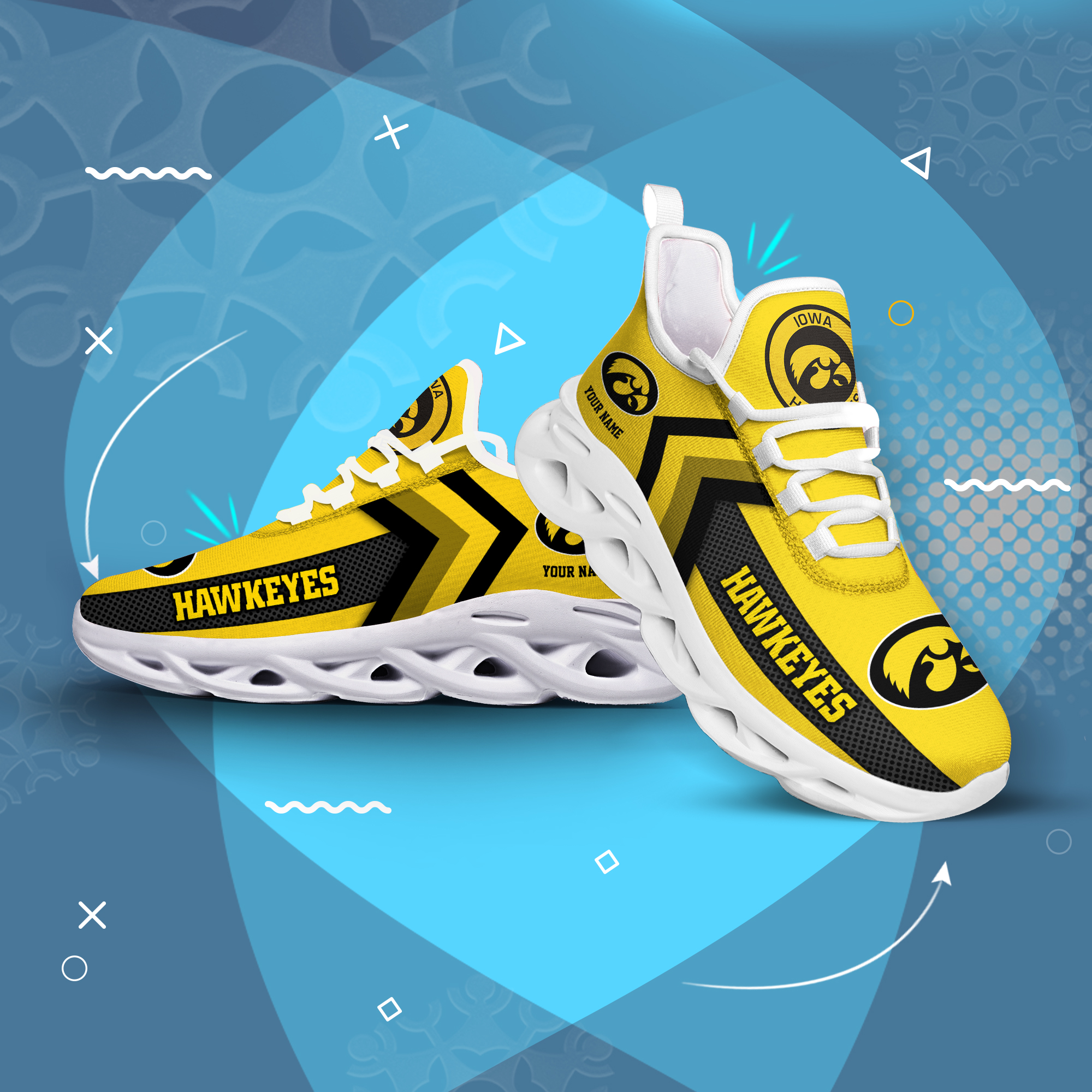 Iowa Hawkeyes Personalized Custom Name Max Soul Shoes DS003