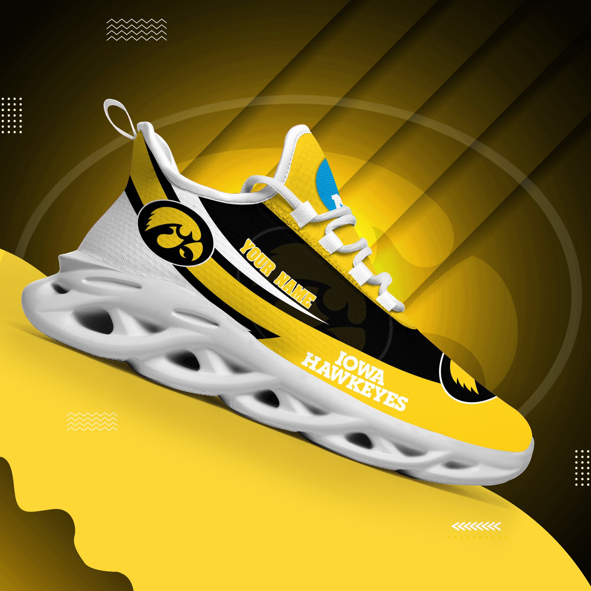 Iowa Hawkeyes White Max Soul Shoes 2026 Versions Custom Your Name, Sports Gift For Fan PH019