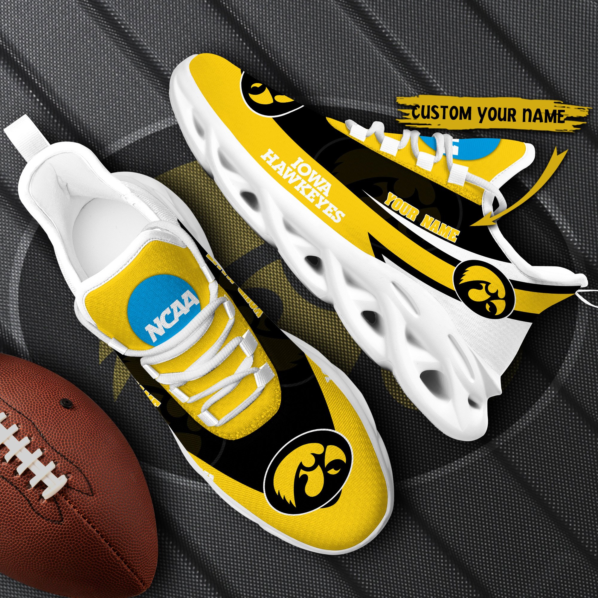 Iowa Hawkeyes White Max Soul Shoes 2026 Versions Custom Your Name, Sports Gift For Fan PH019