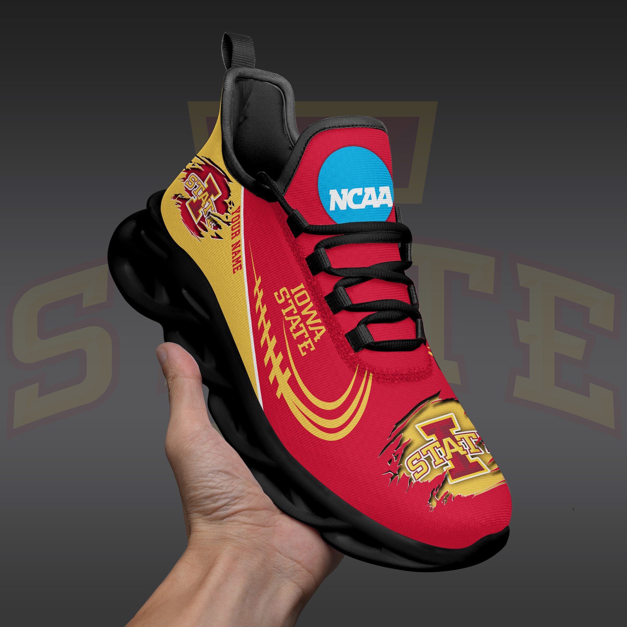 Iowa State Cyclones Black Max Soul Shoes 2026 Versions Custom Name 016