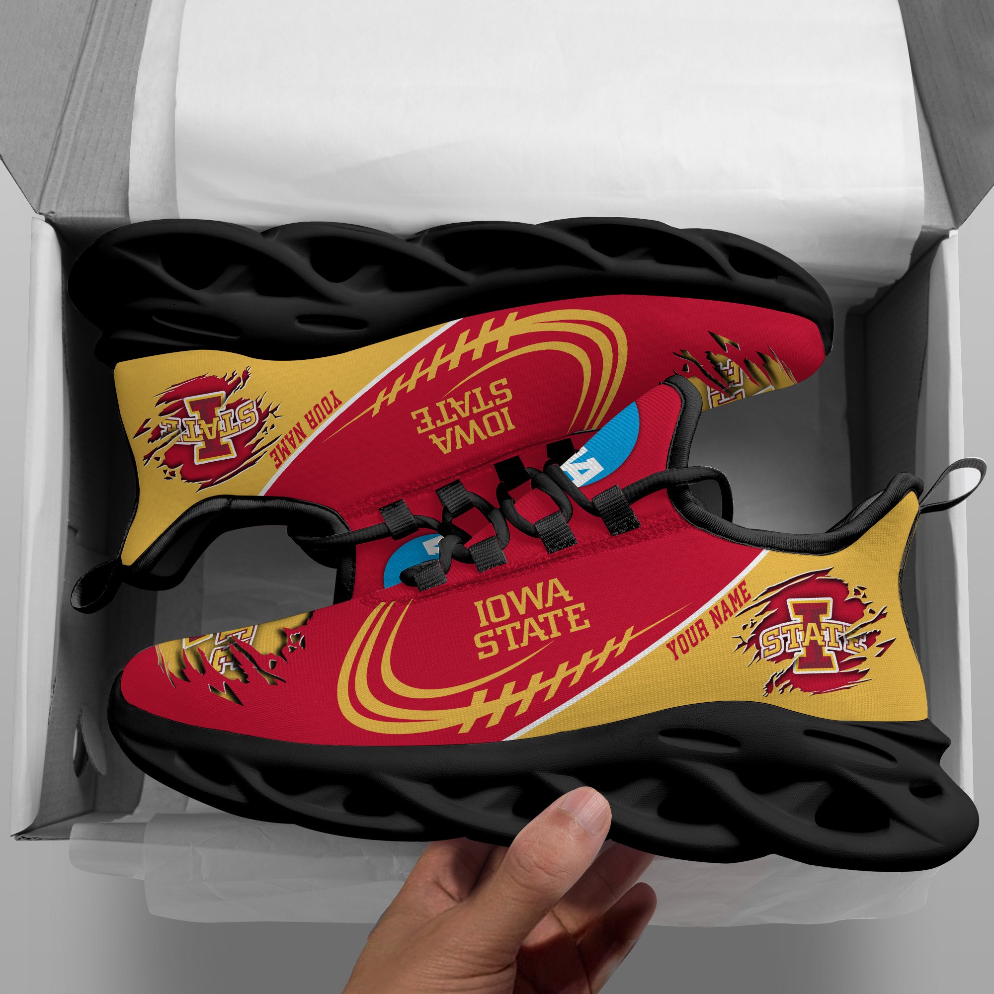 Iowa State Cyclones Black Max Soul Shoes 2026 Versions Custom Name 016