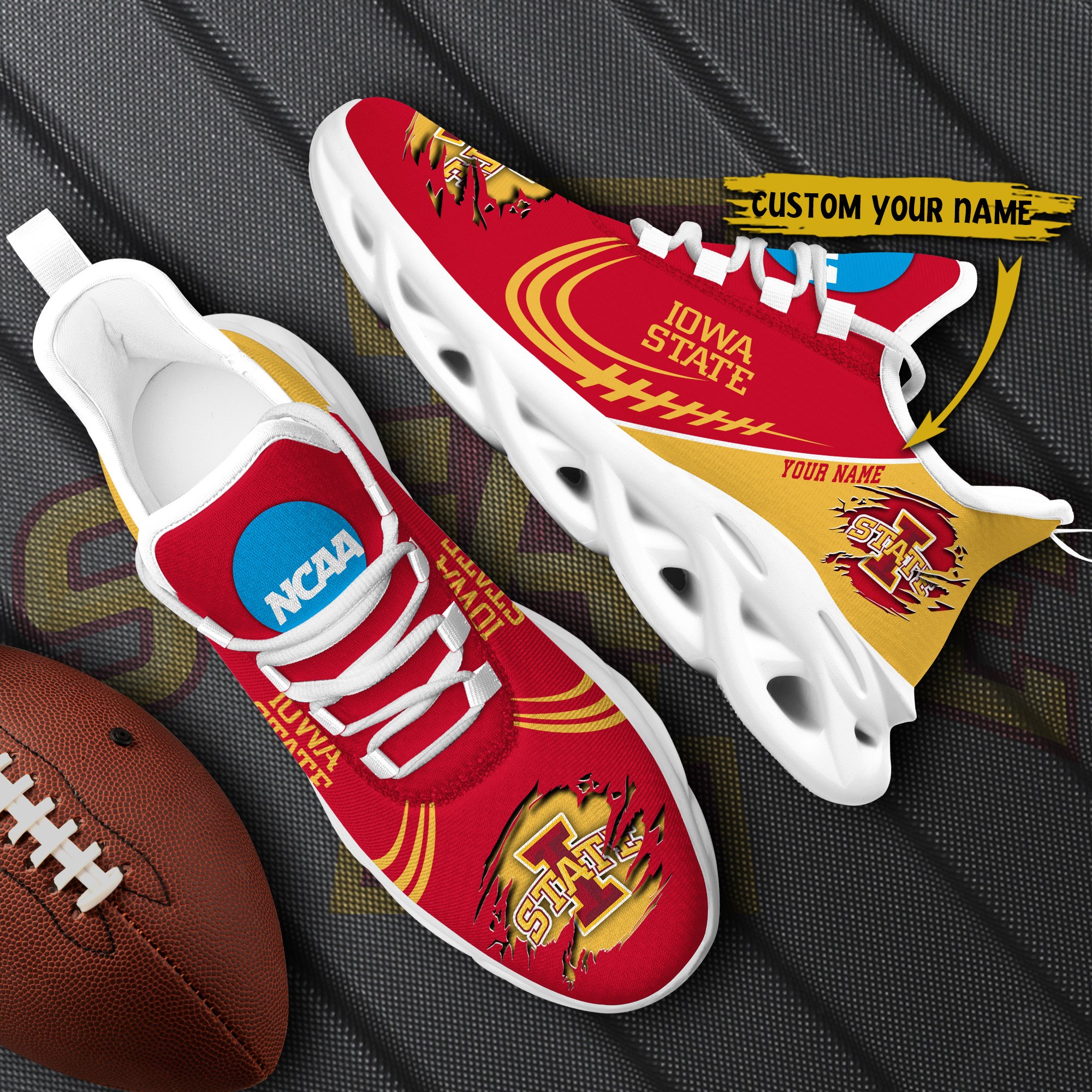 Iowa State Cyclones Black Max Soul Shoes 2026 Versions Custom Name 016