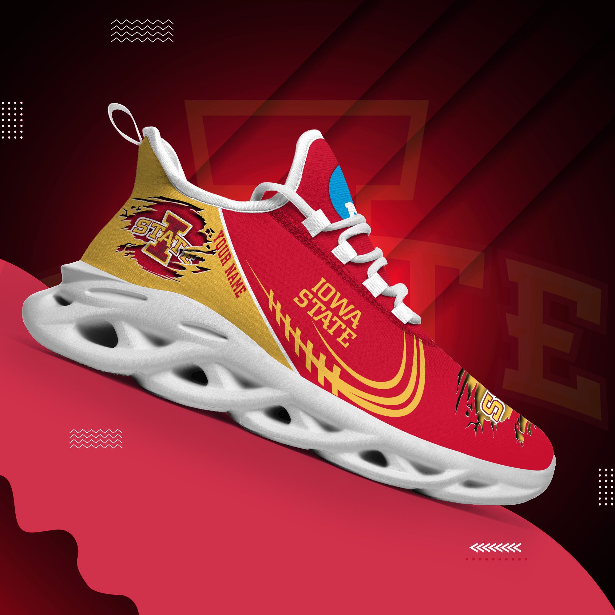 Iowa State Cyclones Black Max Soul Shoes 2026 Versions Custom Name 016