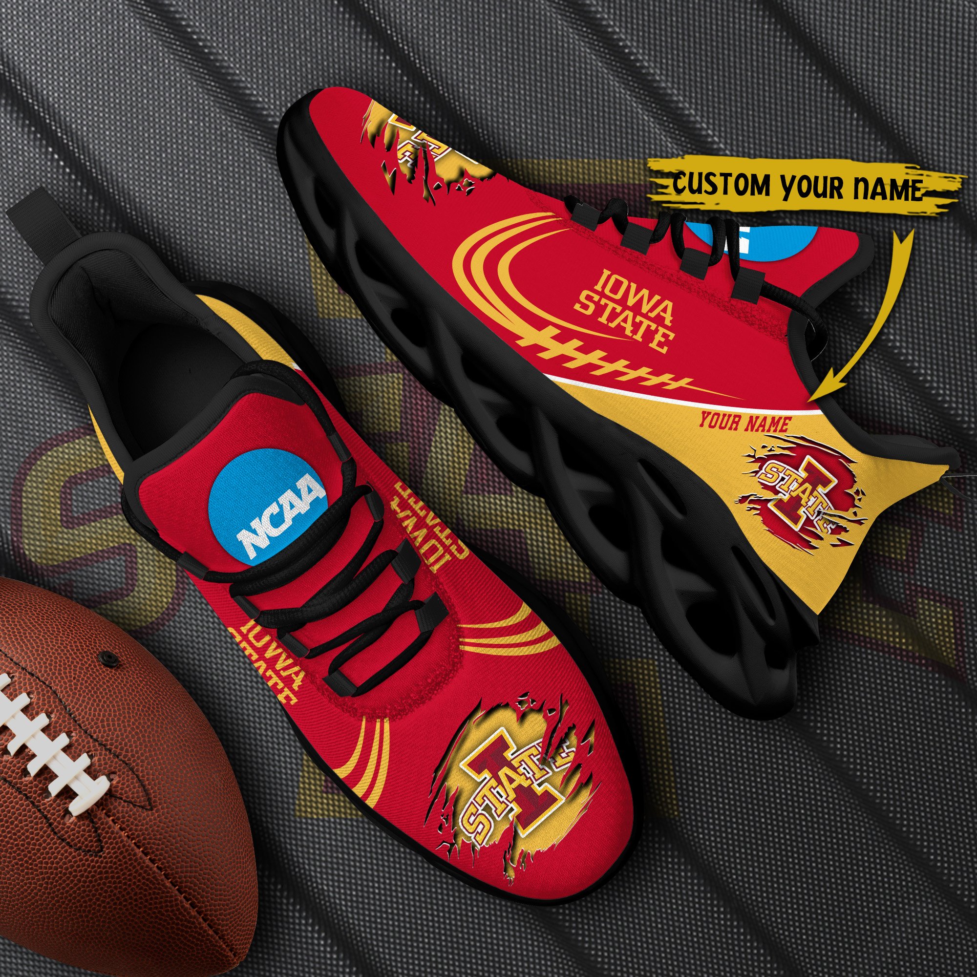 Iowa State Cyclones Black Max Soul Shoes 2026 Versions Custom Name 016