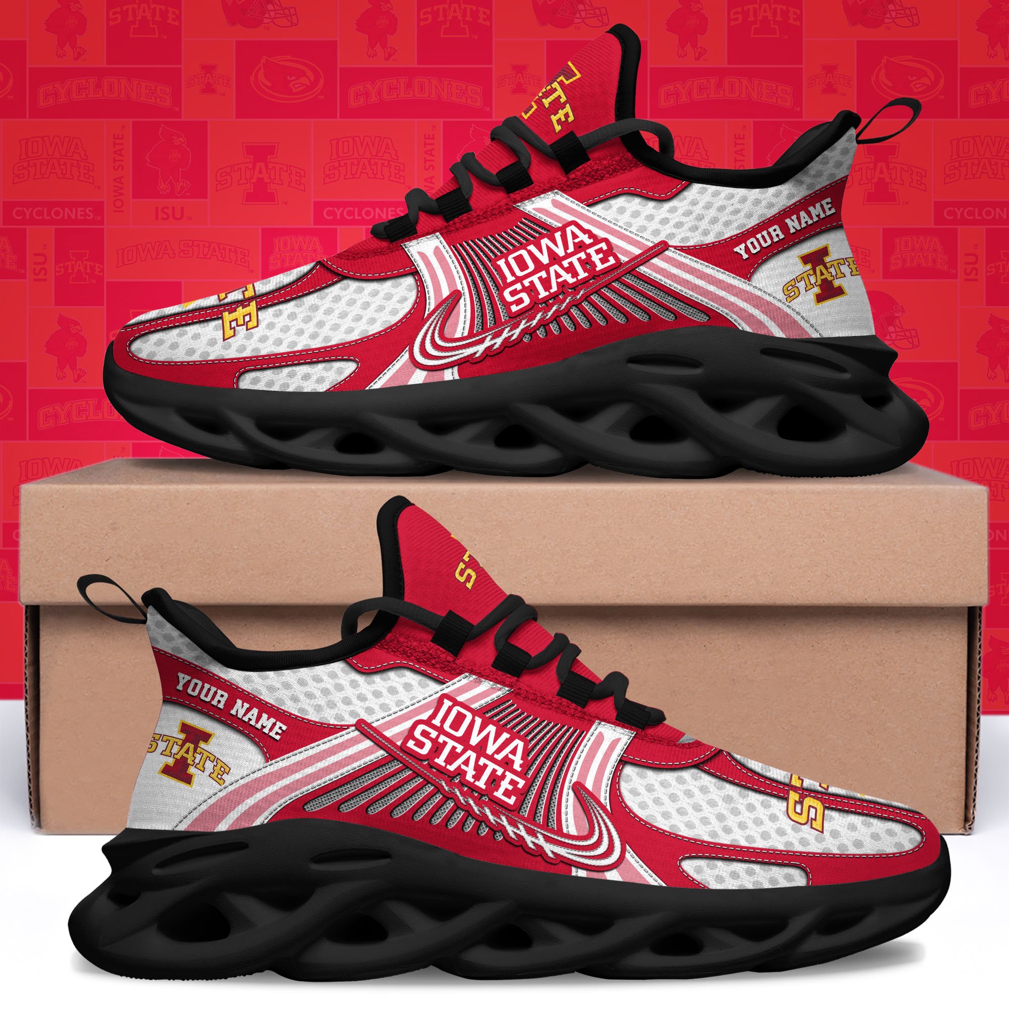 Iowa State Cyclones Clunky Sneakers Custom Your Name, Sport Sneakers, Sport Gifts For Fan, Gifts For Him