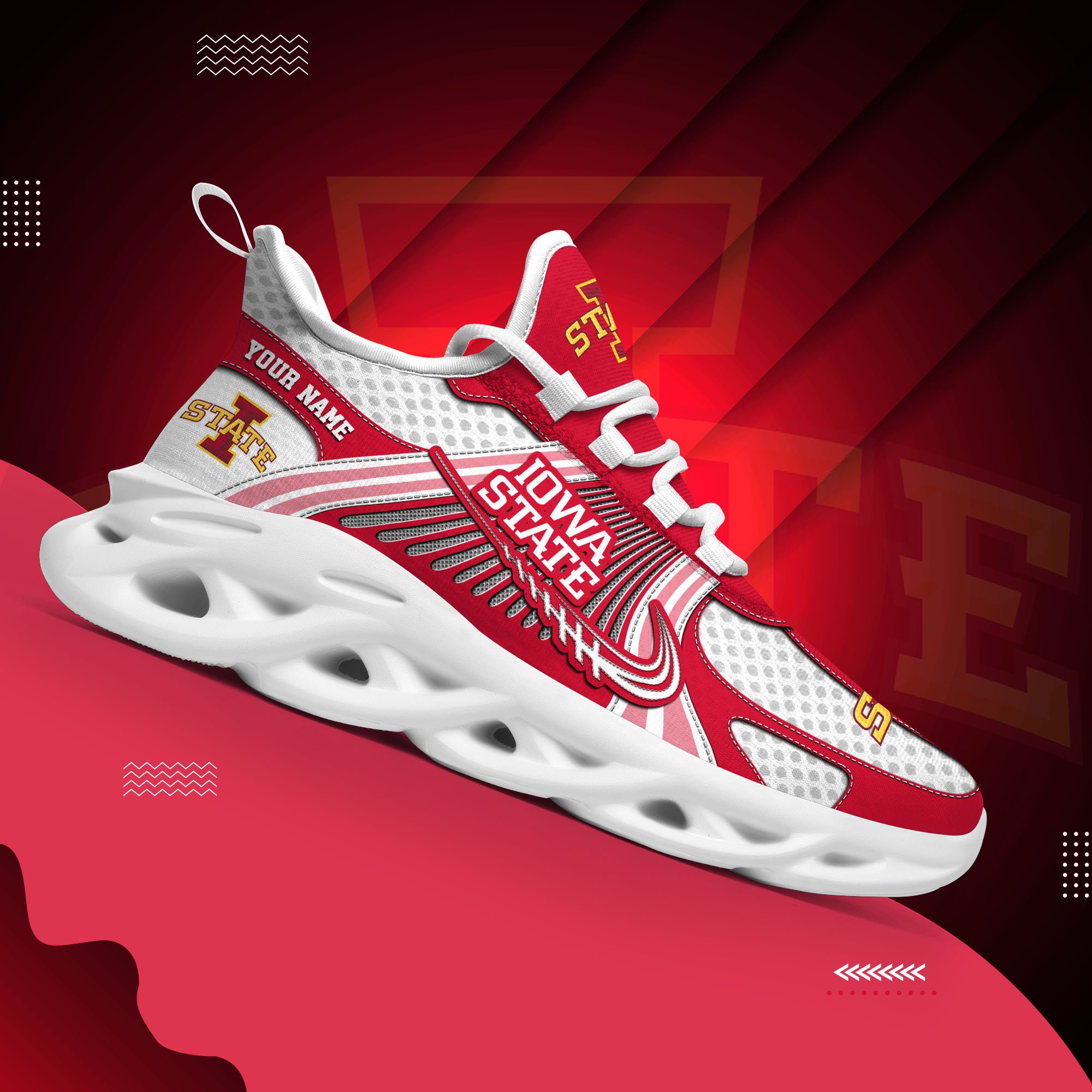 Iowa State Cyclones Clunky Sneakers Custom Your Name, Sport Sneakers, Sport Gifts For Fan, Gifts For Him