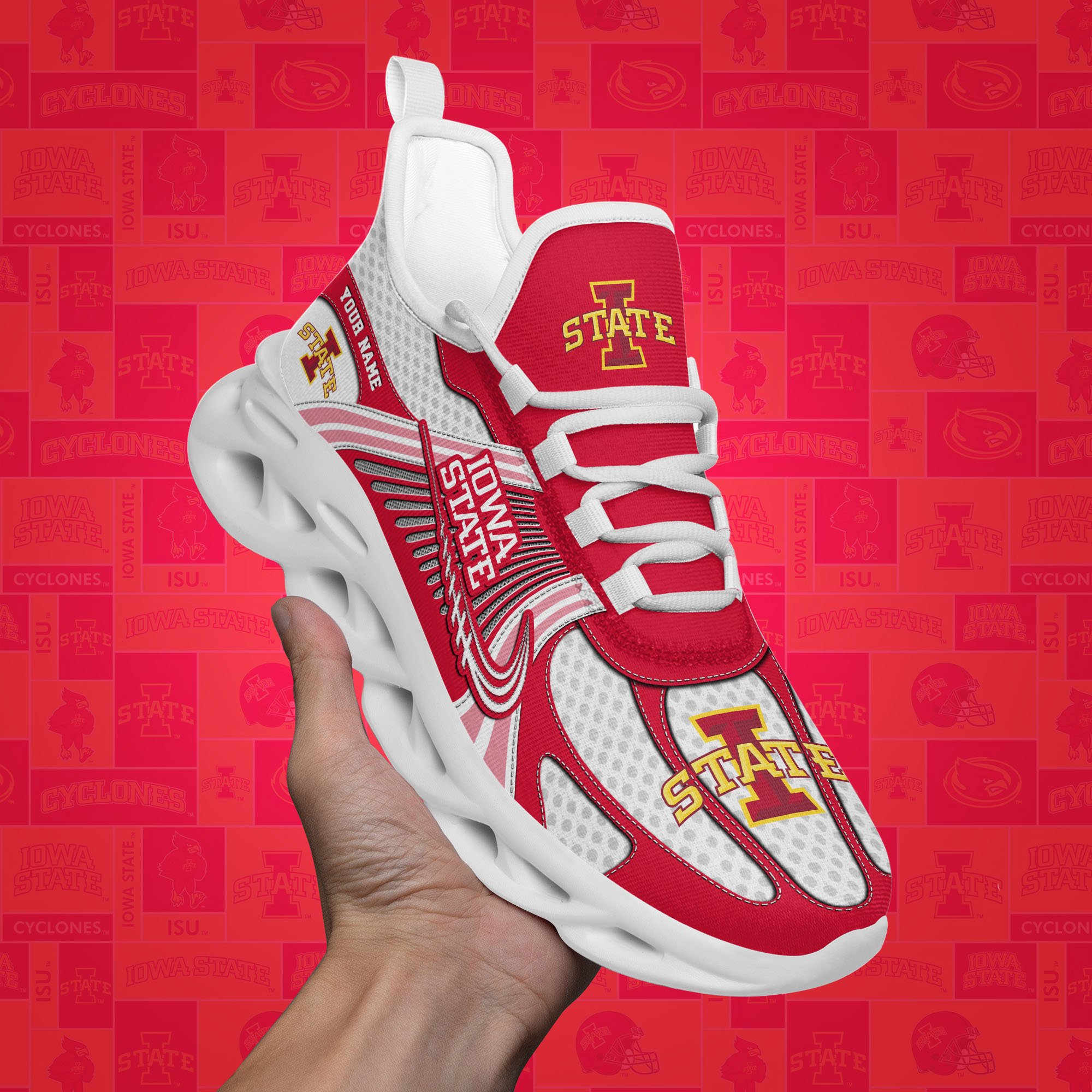 Iowa State Cyclones Clunky Sneakers Custom Your Name, Sport Sneakers, Sport Gifts For Fan, Gifts For Him
