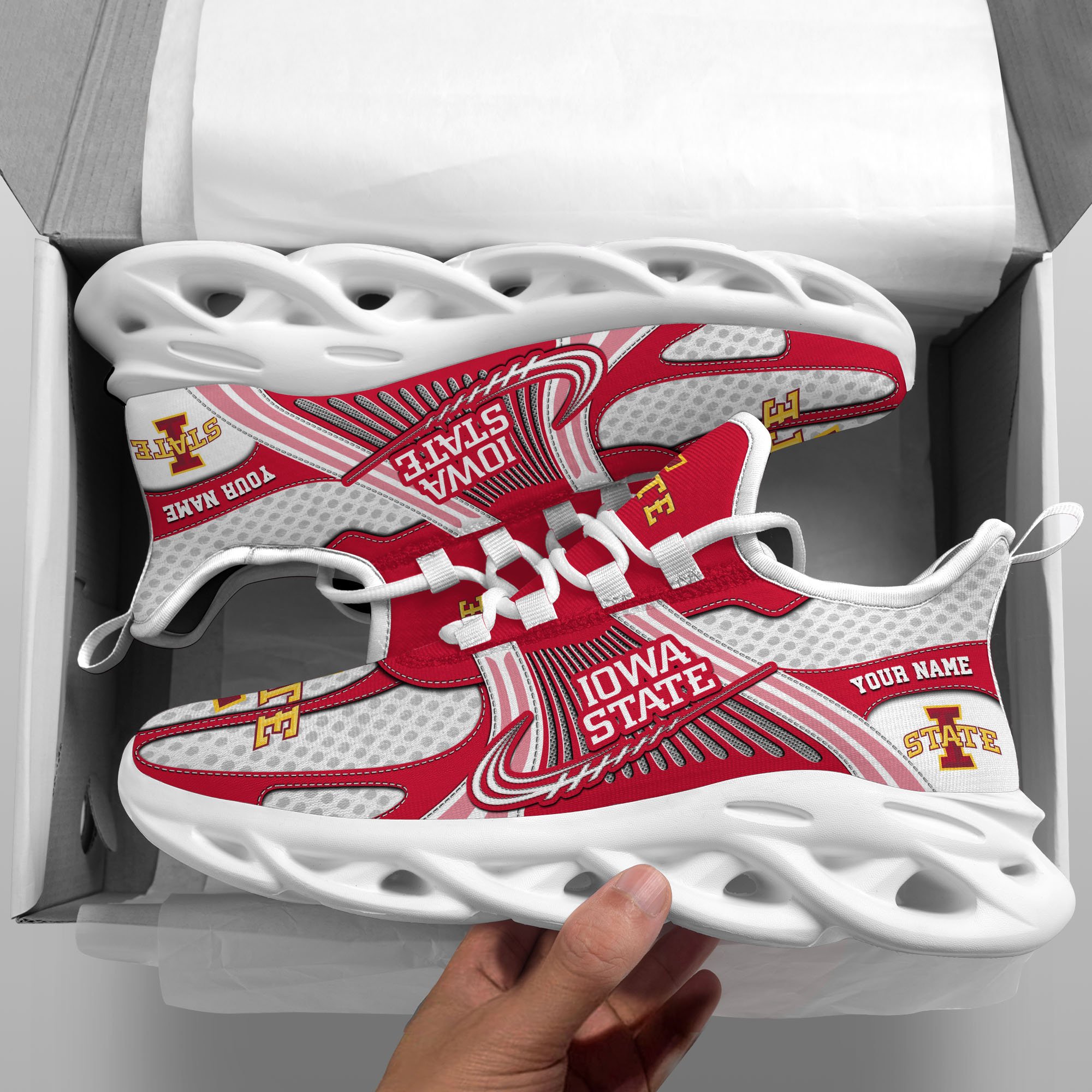 Iowa State Cyclones Clunky Sneakers Custom Your Name, Sport Sneakers, Sport Gifts For Fan, Gifts For Him