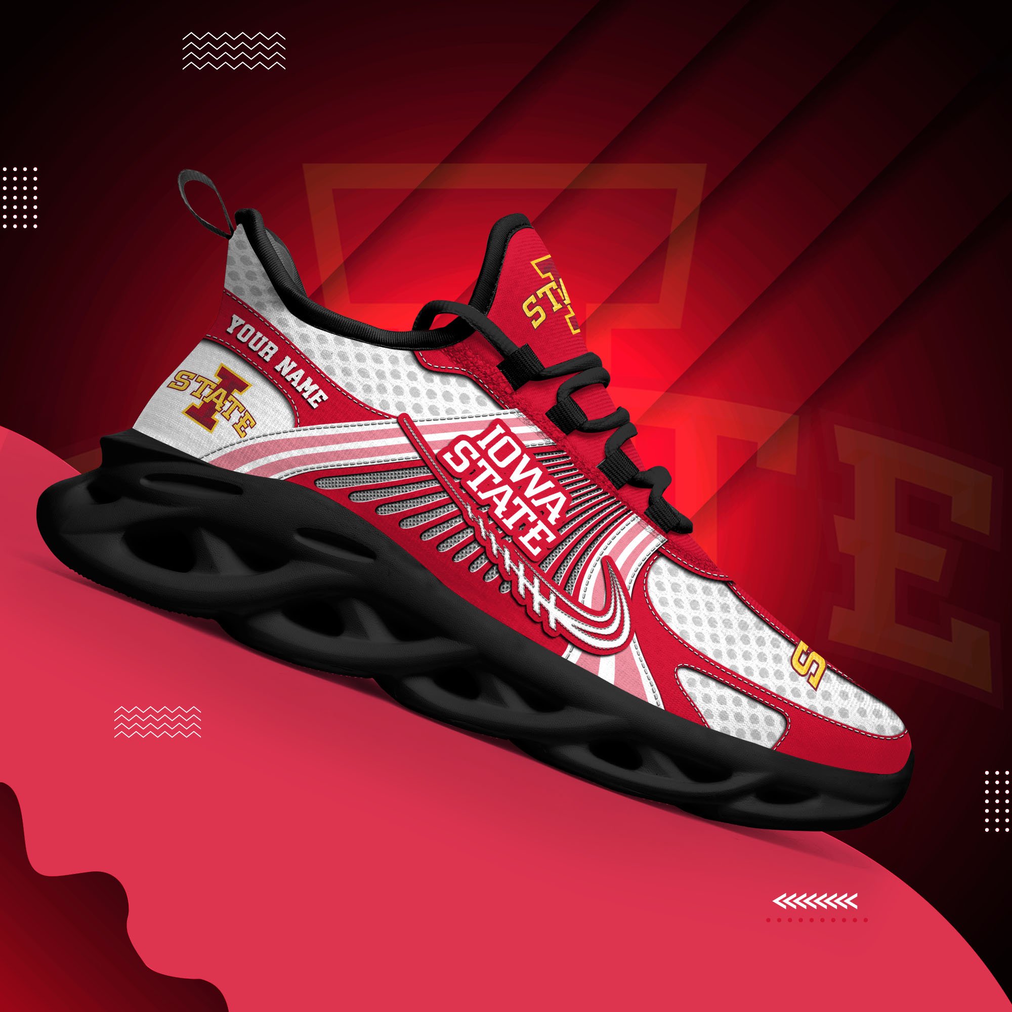 Iowa State Cyclones Clunky Sneakers Custom Your Name, Sport Sneakers, Sport Gifts For Fan, Gifts For Him