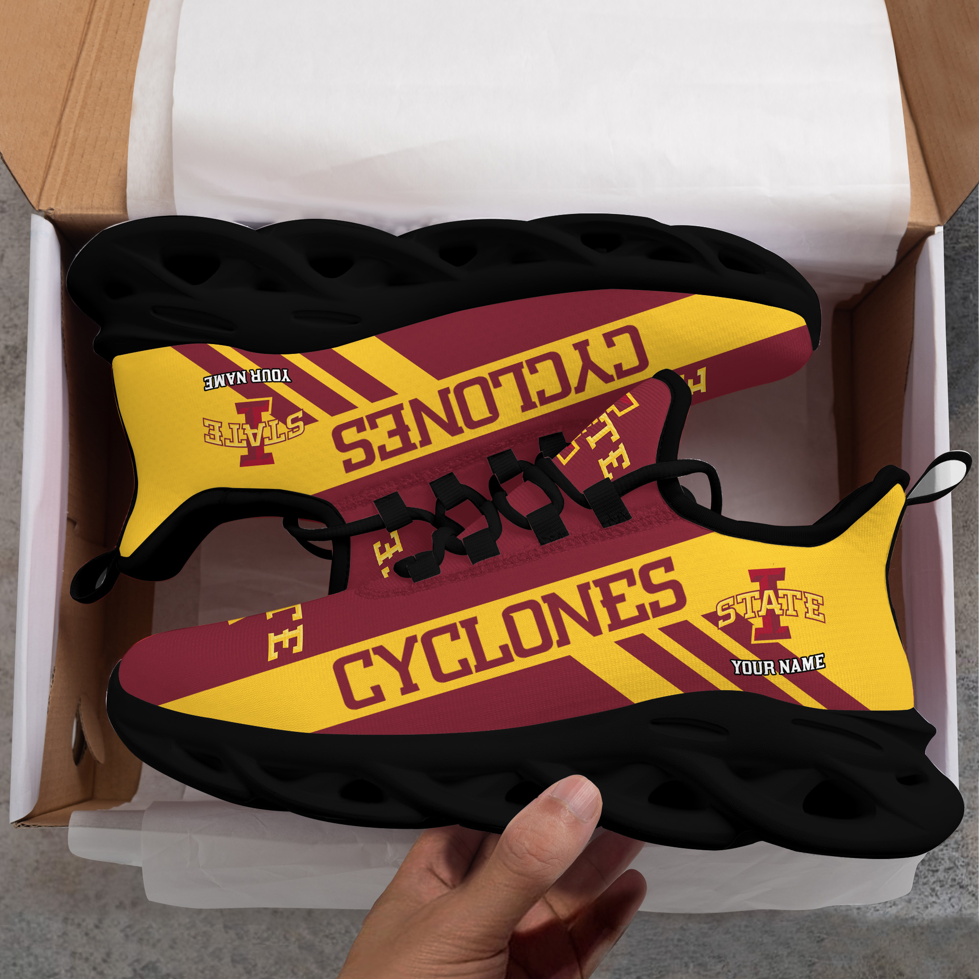 Iowa State Cyclones Custom Name PERSONALIZED MAX SOUL SHOES DS004