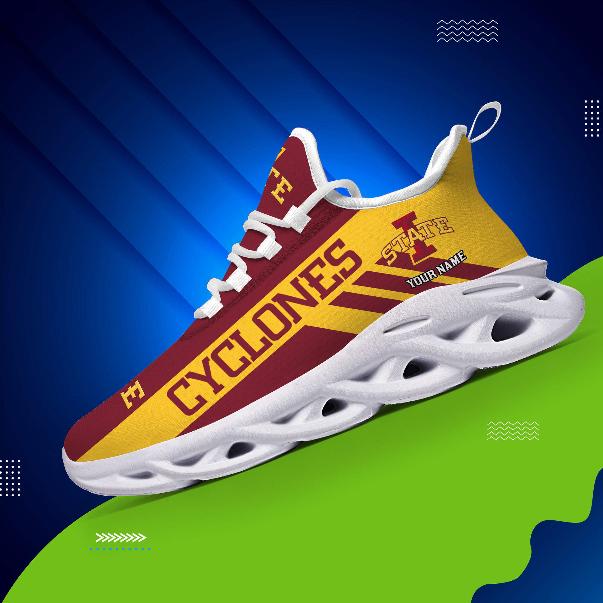 Iowa State Cyclones Custom Name PERSONALIZED MAX SOUL SHOES DS004