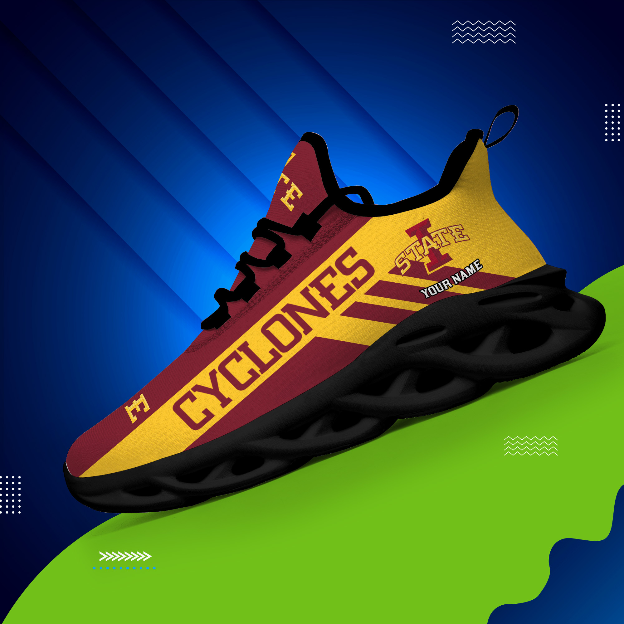 Iowa State Cyclones Custom Name PERSONALIZED MAX SOUL SHOES DS004