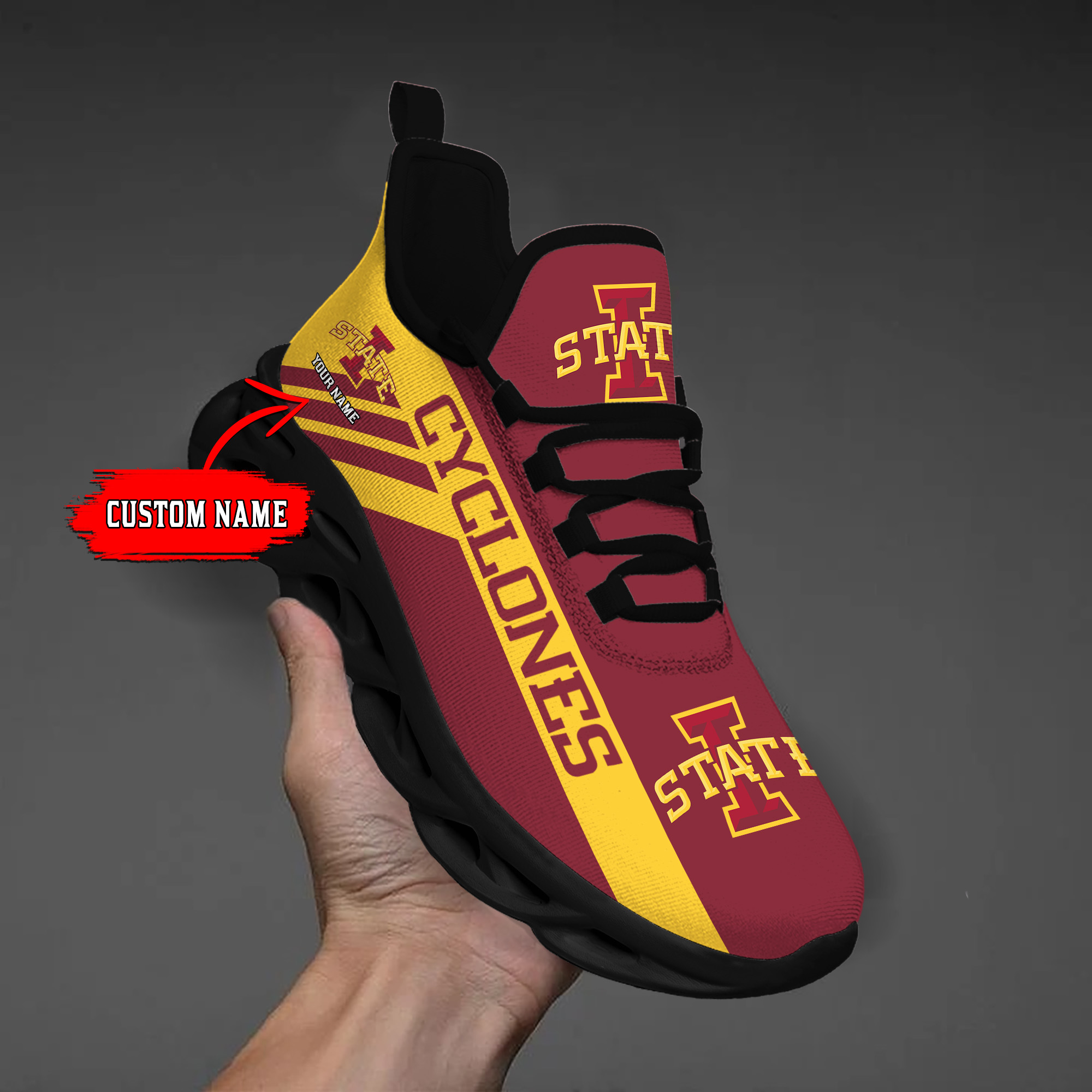 Iowa State Cyclones Custom Name PERSONALIZED MAX SOUL SHOES DS004