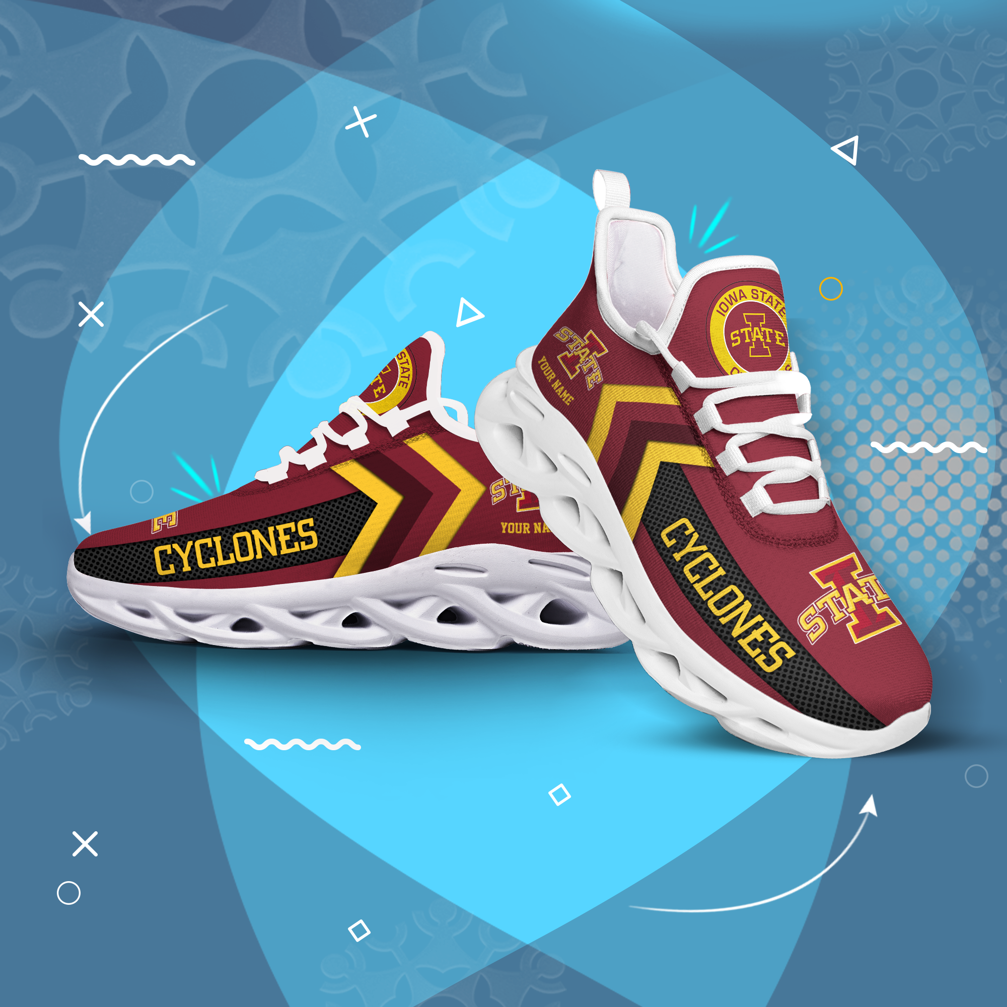 Iowa State Cyclones Personalized Custom Name Max Soul Shoes DS003