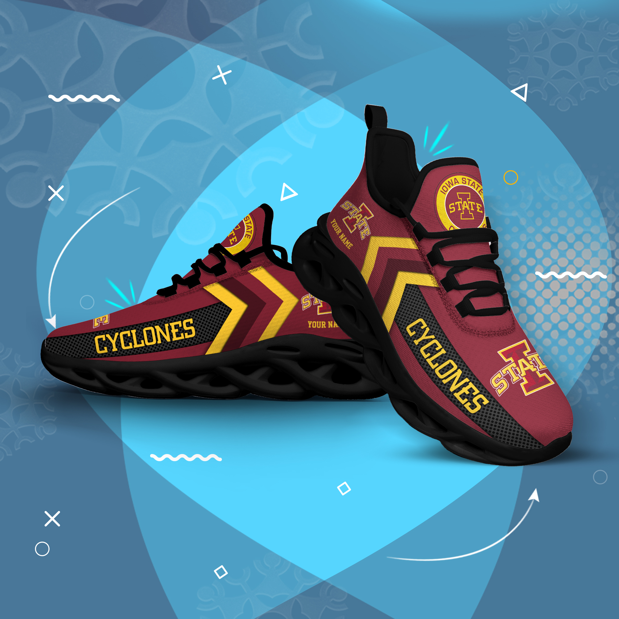 Iowa State Cyclones Personalized Custom Name Max Soul Shoes DS003